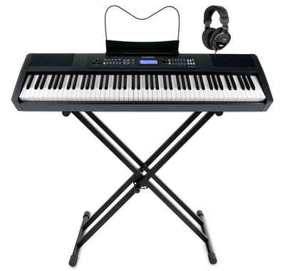 McGrey Stage-Piano SP-100 PLUS Stagepiano - 88 gewichtete Tasten mit Hammermechanik, (Stage-Set, inkl. Ständer & Kopfhörer), 128 Voices, Max. Polyphonie: 64, Aufnahmefunktion, MIDI Out und USB