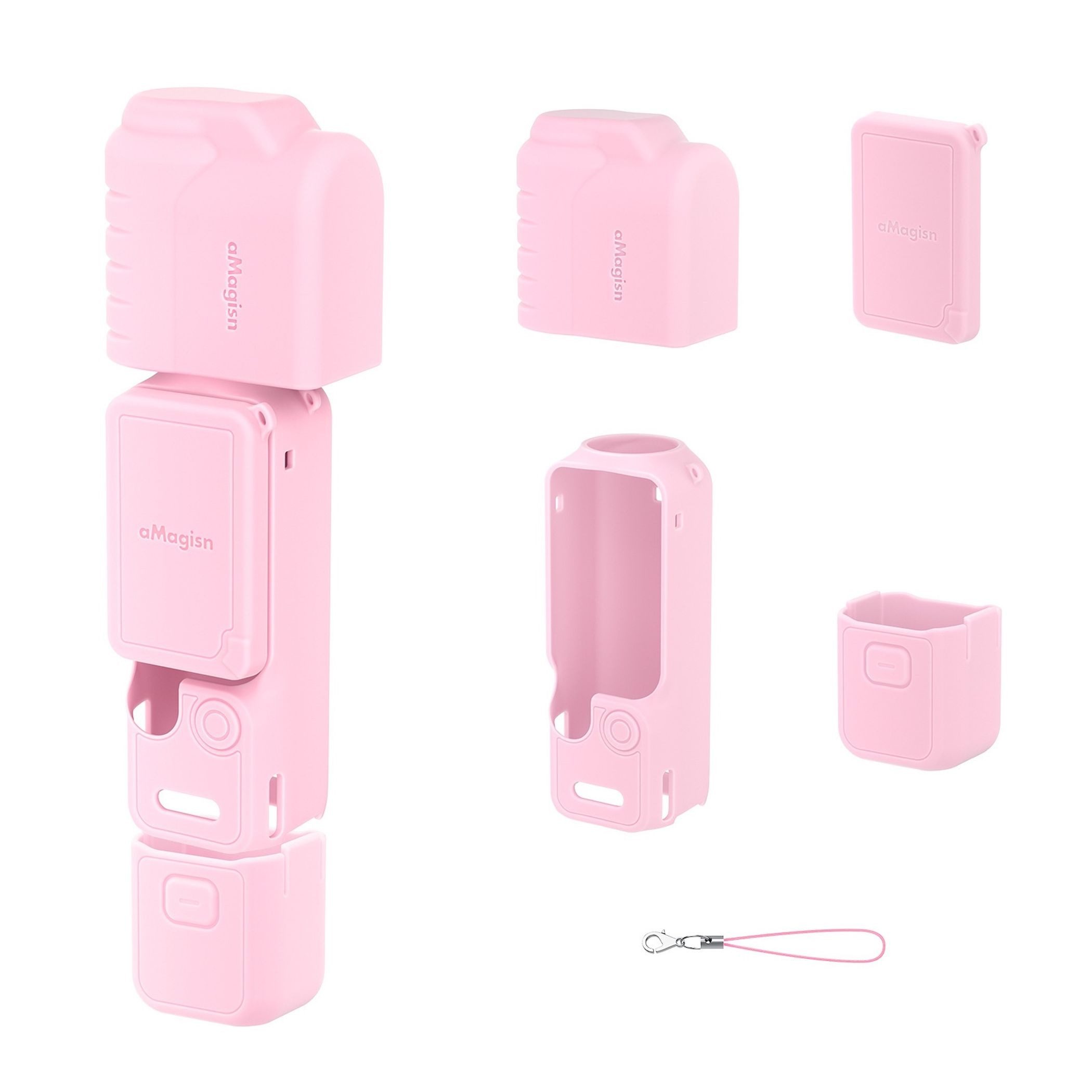 Wigento Silikon Schutzhülle Shockproof für DJI Osmo Pocket 4 Zubehör Pink Zubehör Drohne (Kompakt, Leicht, Flexibel, Stoßhemmend, Passgenau)