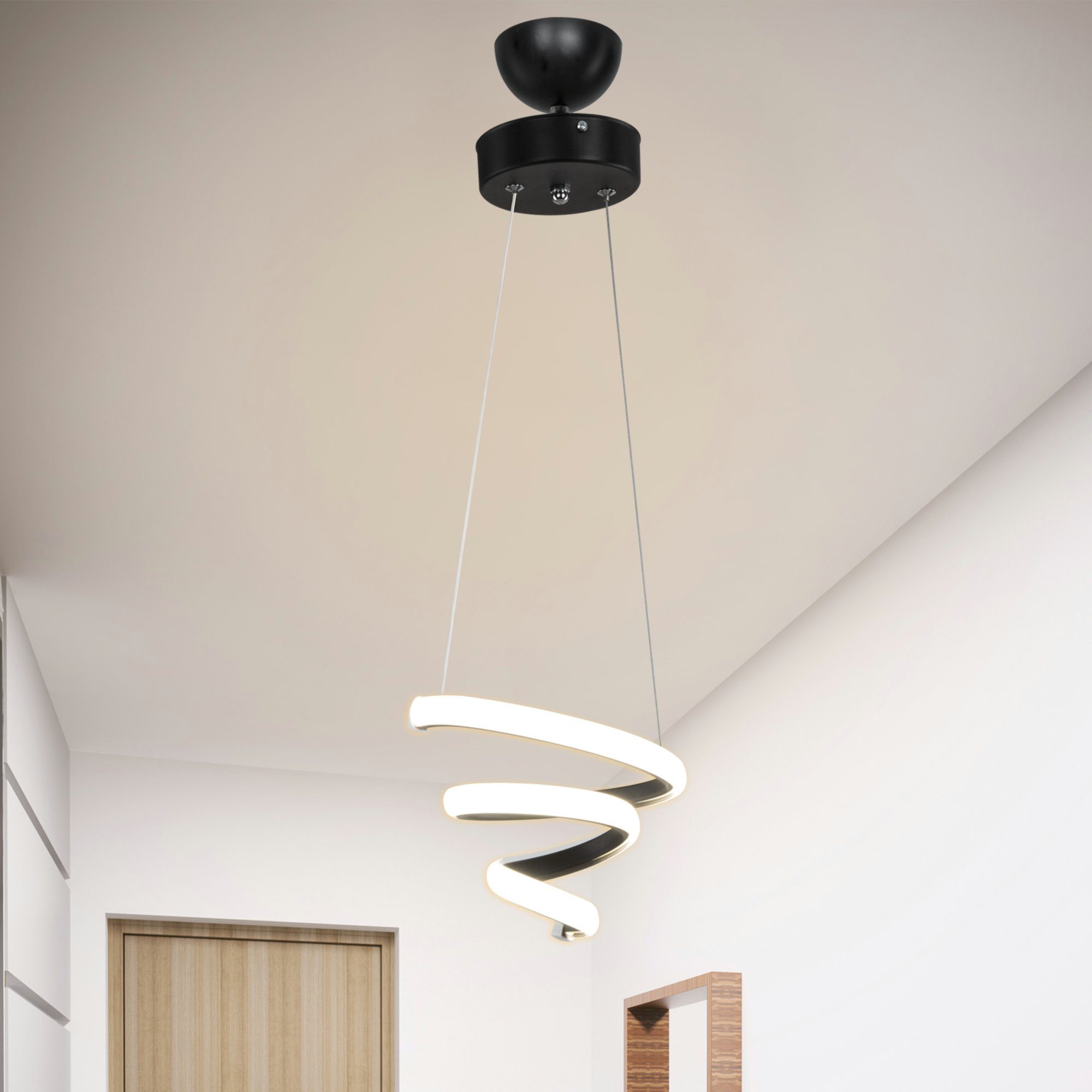LED Pendelleuchte Wohnzimmerlampe, fest integriert, Dewsbury LED Weiß/Schwarz lux.pro Hängeleuchte,