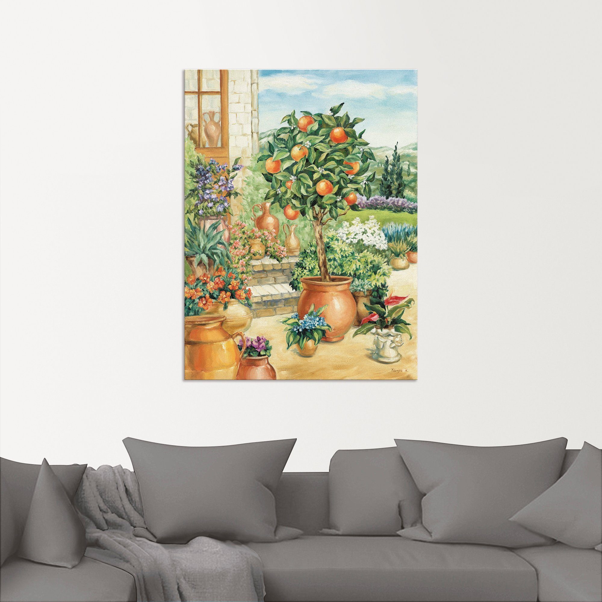 Artland Wandbild Orangenbaum im Garten, Garten (1 St), als Alubild, Leinwandbild in verschied. Größen