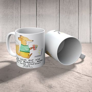 Mr. & Mrs. Panda Tasse Grafiker Herz - Weiß - Geschenk, Schenken, Designer, Mitarbeiter, Med, Keramik, Exklusive Motive