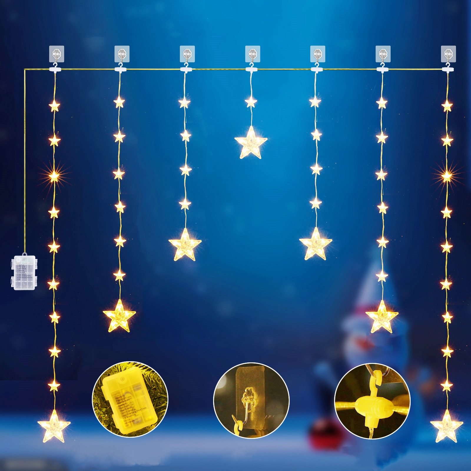 Elegear Lichterkette 114/150 cm LED Lichtervorhang günstig online kaufen