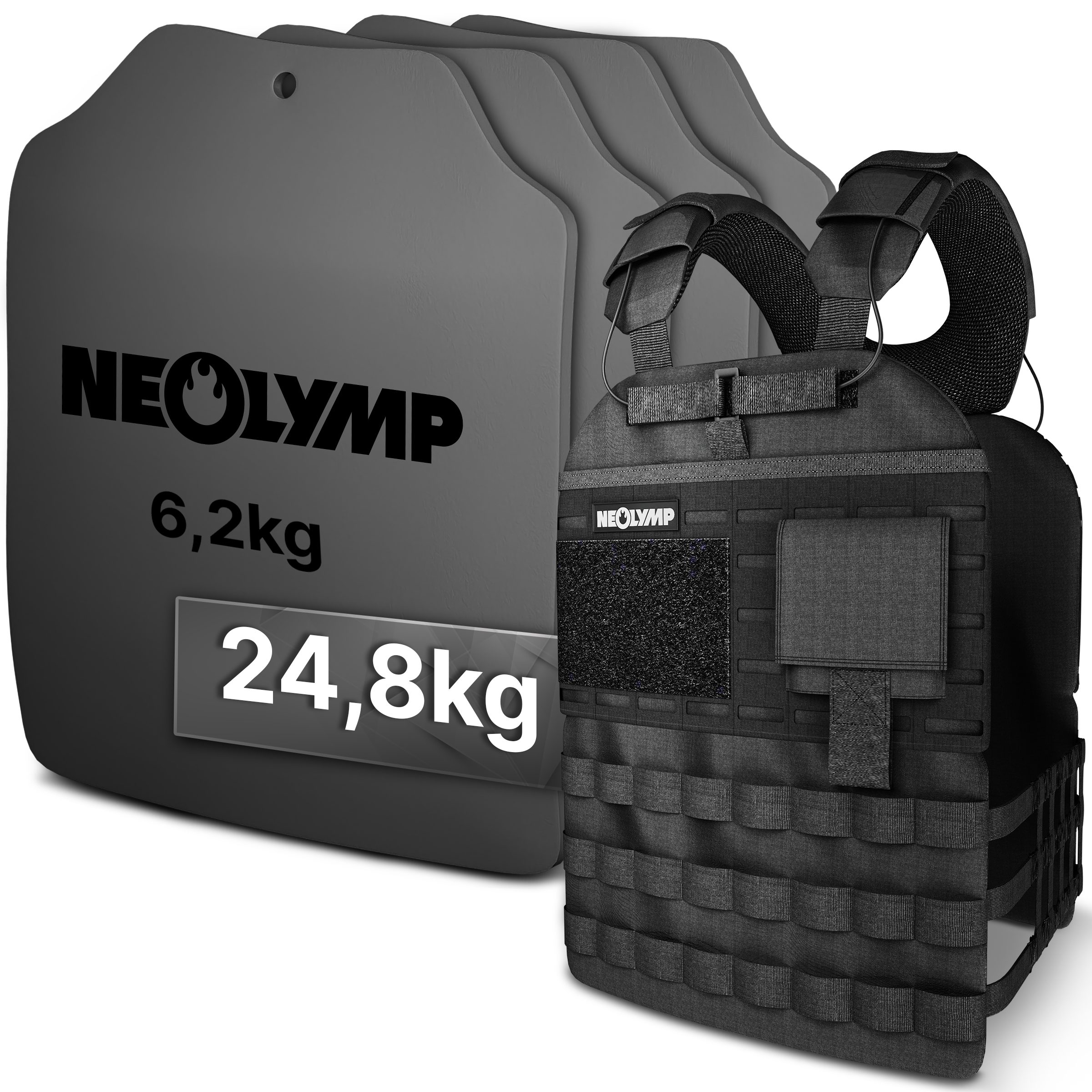 NEOLYMP Gewichtsweste Unisex Weighted Vest Plattenträger Weste mit Tasche - Kein Verrutschen, (Gewichtsweste mit 2x 1,25 kg Eisenplatten und verstellbaren Schnallen), Atmungsaktiv & Verstellbar – Calisthenics Equipment – Weight Vest Home