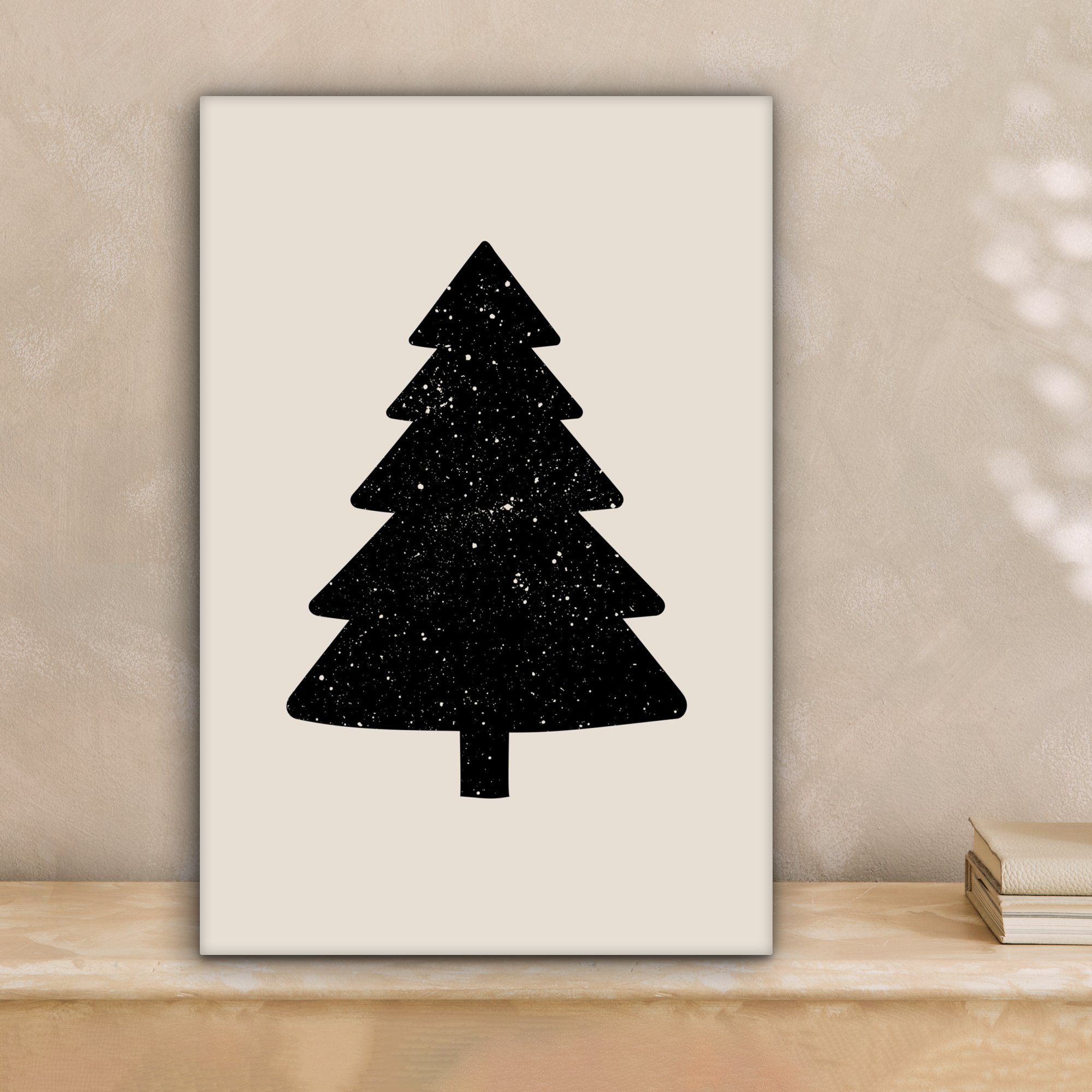 OneMillionCanvasses® Leinwandbild Weihnachtsbaum - Schwarz - Urlaub - Beige günstig online kaufen