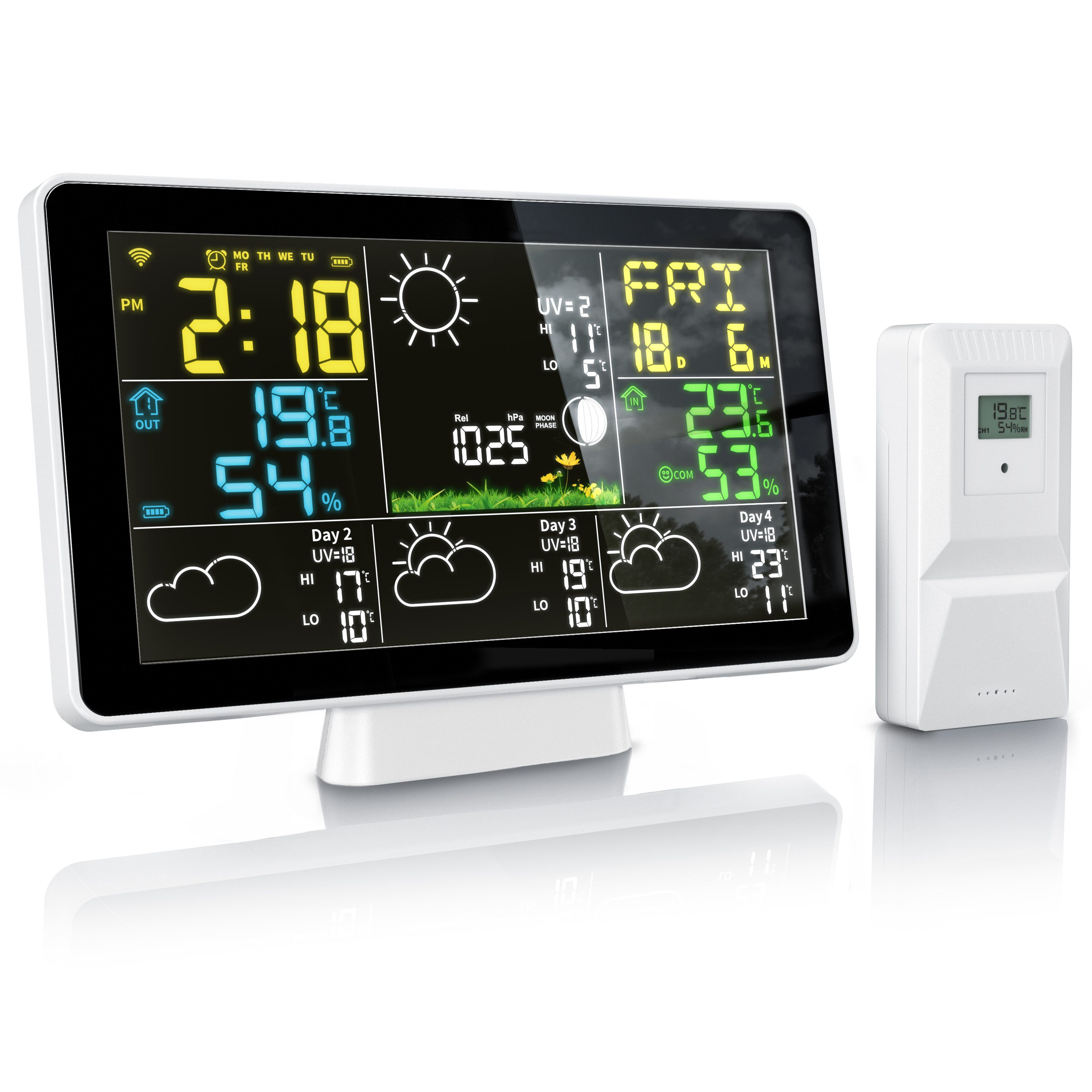 Wetterstation WIFI / Wlan, mit Funk Außensensor, Barometer, Luftfeuchtigkeit