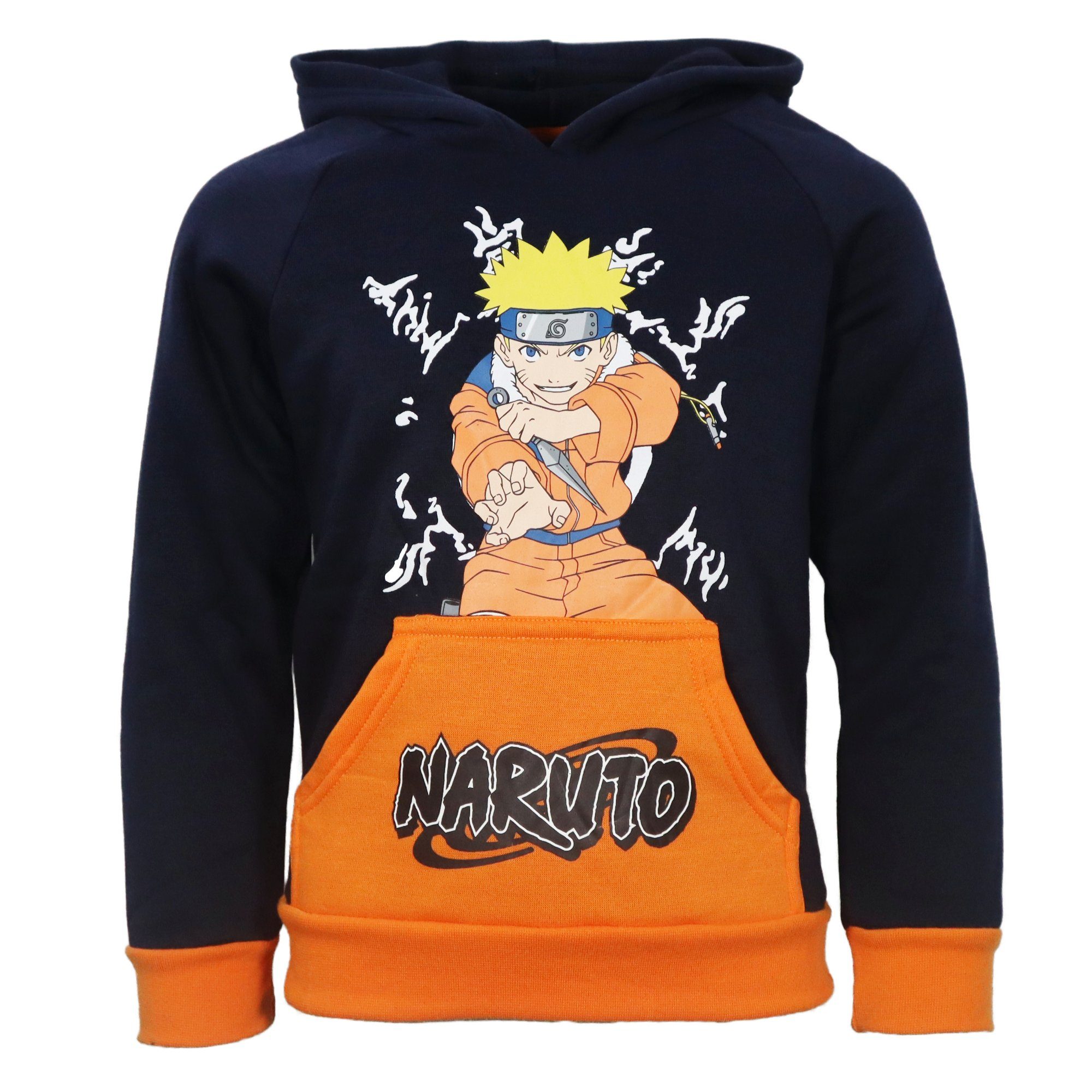 Naruto Kapuzenpullover Anime Naruto Shippuden Kinder Fleece Hoodie Pulli Gr. 98 bis 140 Schwarz