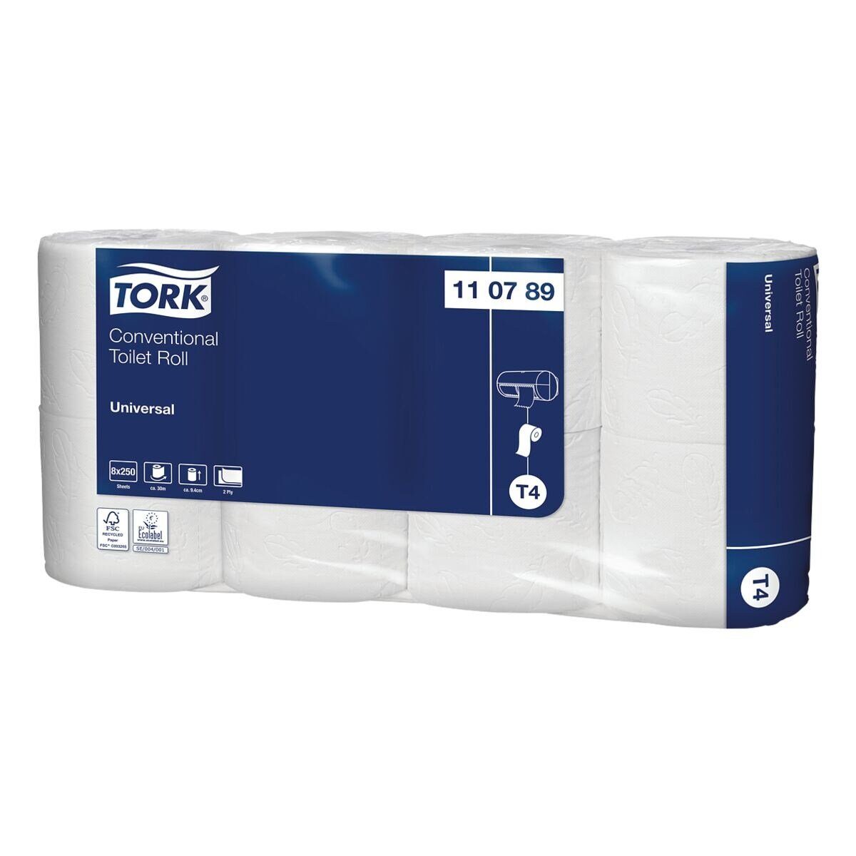 TORK Toilettenpapier Universal T4 (64-St), weiß, 2-lagig, 250 Blatt/Rolle