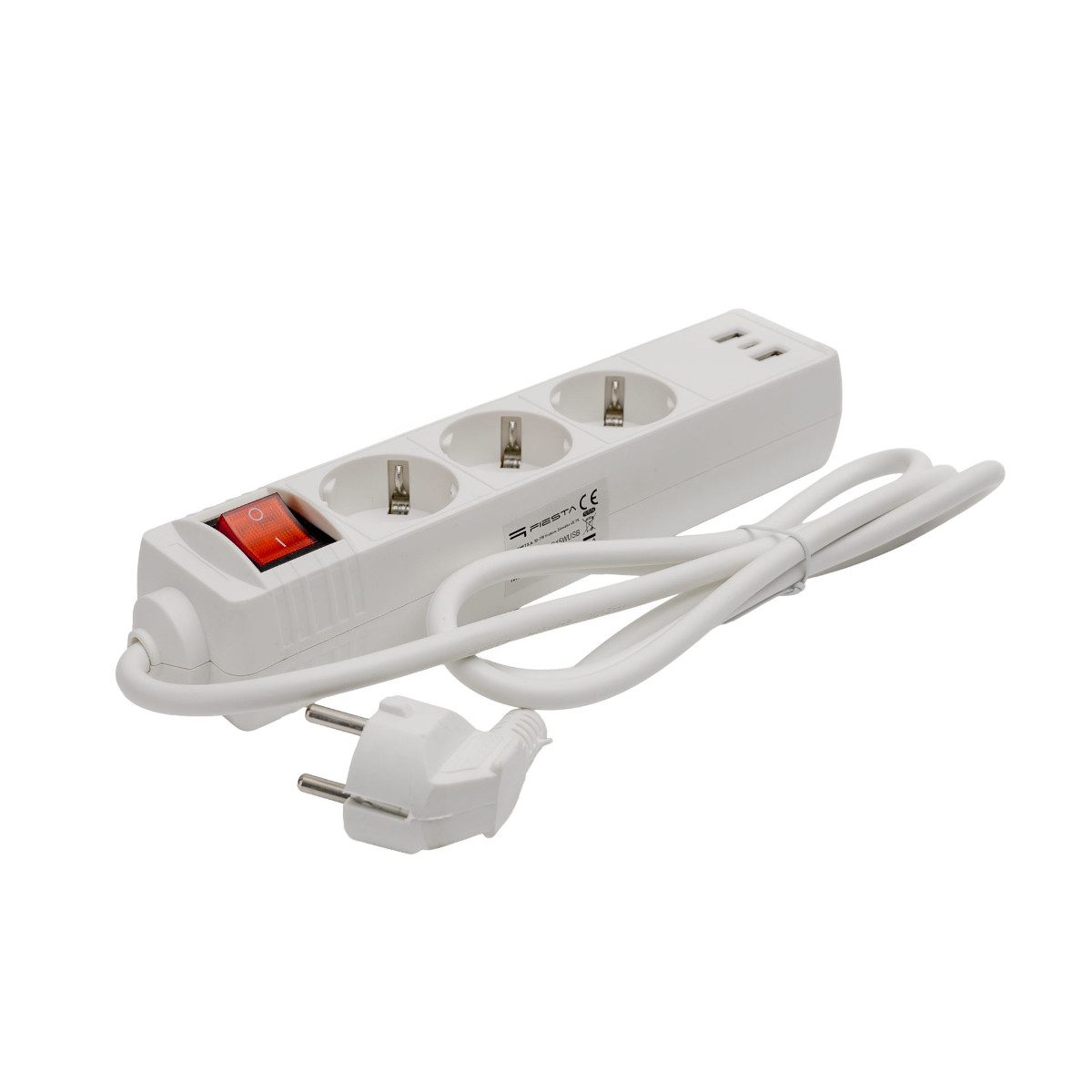 Fiesta Steckdosenleiste 3-fach (Ein Aus Schalter, USB Ladefunktion, Kindersicherung, Überspannungsschutz, Kabellänge 1,5 m), 3 Steckdosen mit USB A und USB C La – Bild 2 von 4