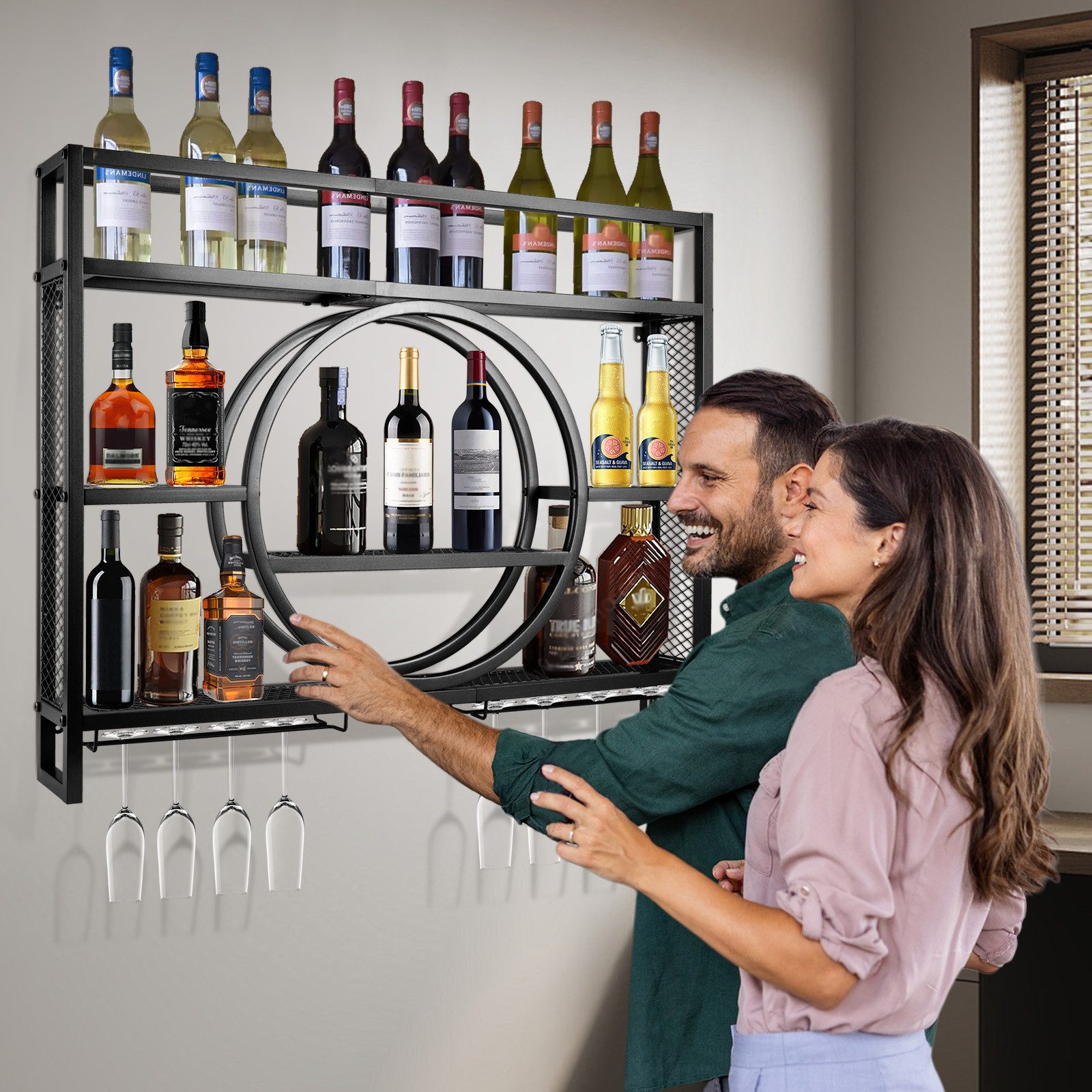 XERSEK Weinregal Wand Flaschenregal Metall Weinflaschenhalter günstig online kaufen