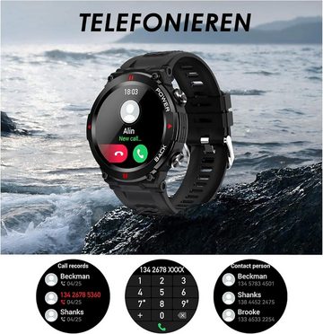 findtime Smartwatch (1,32 Zoll, Android, iOS), Telefonfunktion Blutdruck Sportuhren Outdoor Military IP68 Wasserdicht