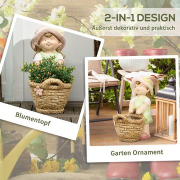 Outsunny Gartenfigur "Mädchen mit Blumenkorb", Gartendekoration, (Set, 1 St., Gartenstatue), wetterbeständig