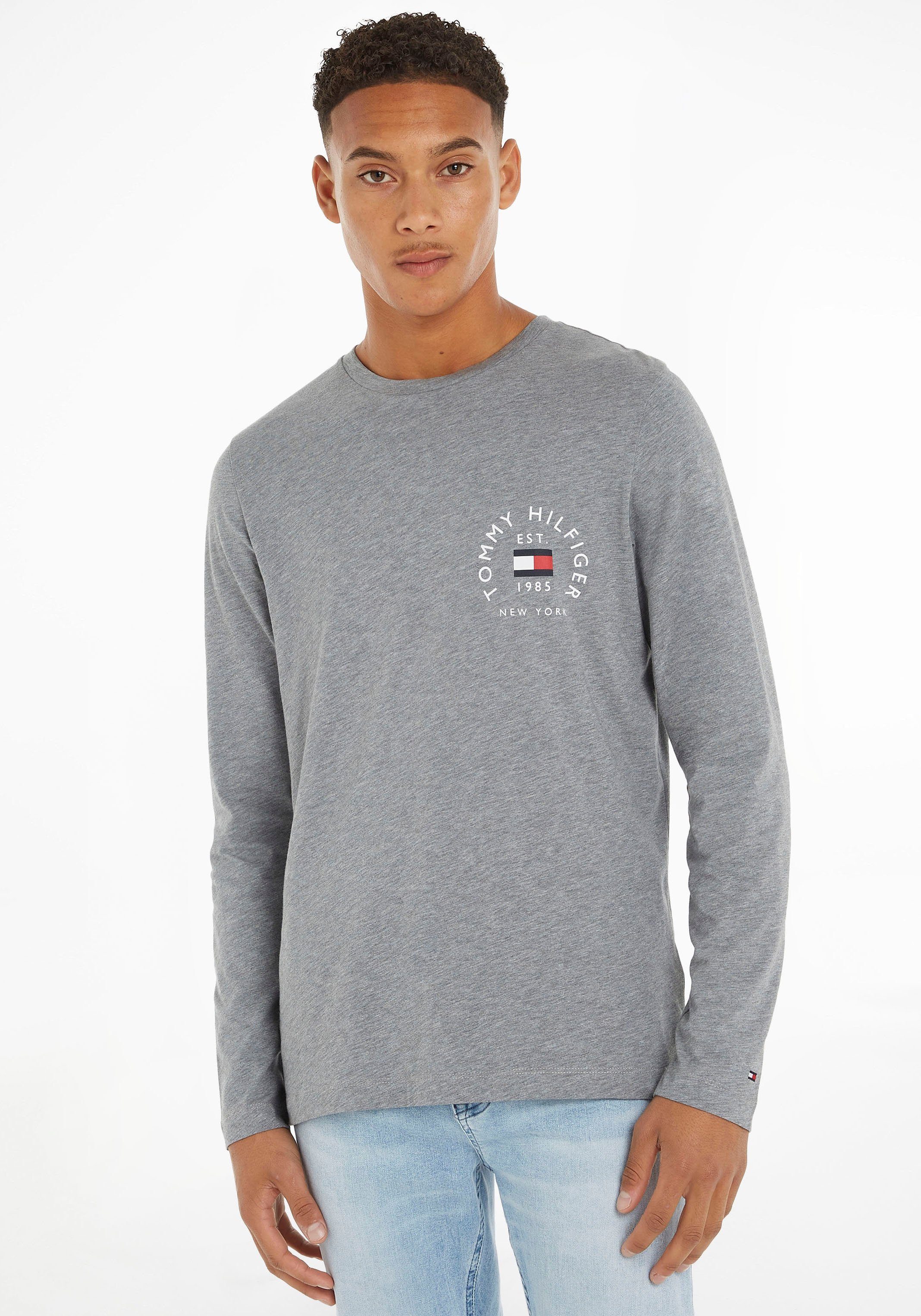 Tommy Hilfiger Longsleeve HILFIGER FLAG ARCH Heathered Speckled Dark Grey