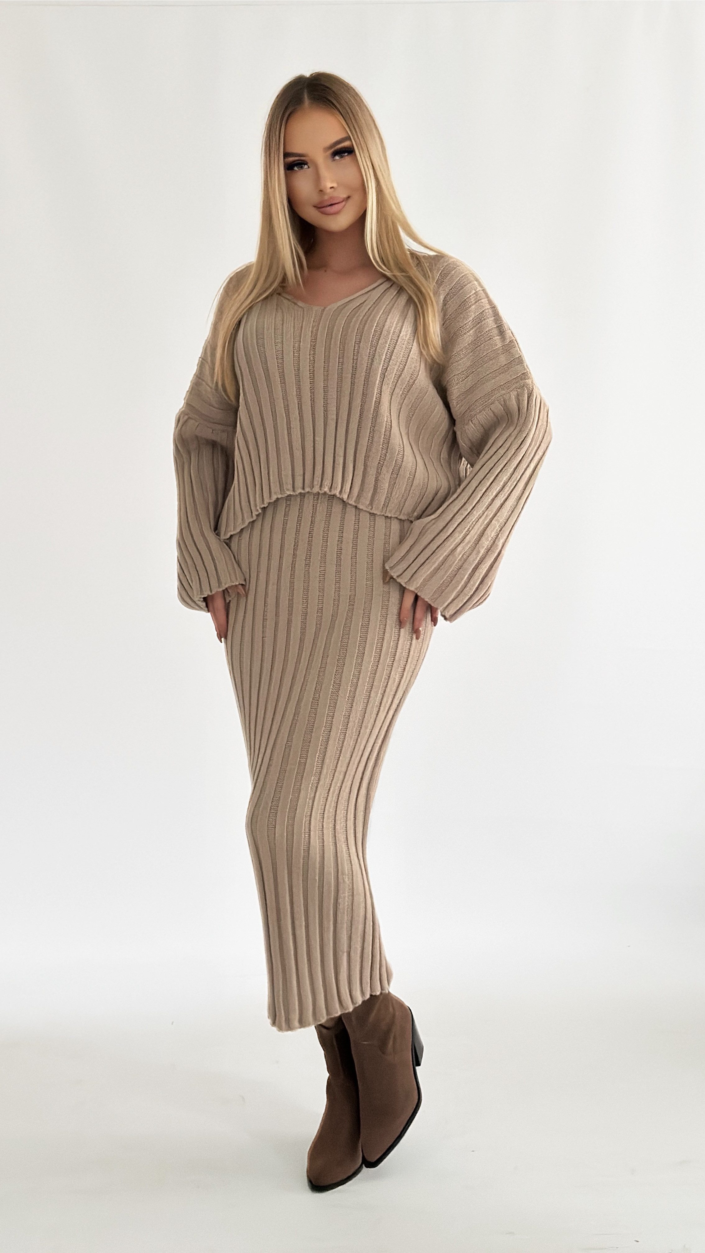 Mississhop Strickkleid Strickkleid Strickanzug Rock Pullover Damen M.3079