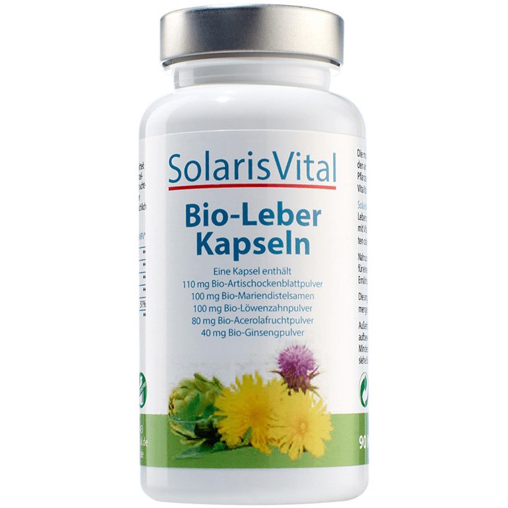 Solaris Vital Bio-Leber Kapseln – Mit Mariendistel, Artischocke & Löwenzahn - 90 Kapseln, 46.8 g, Hochwertige Premiumqualität in Bioqualität-vegan - pro Tag 3 Kapseln