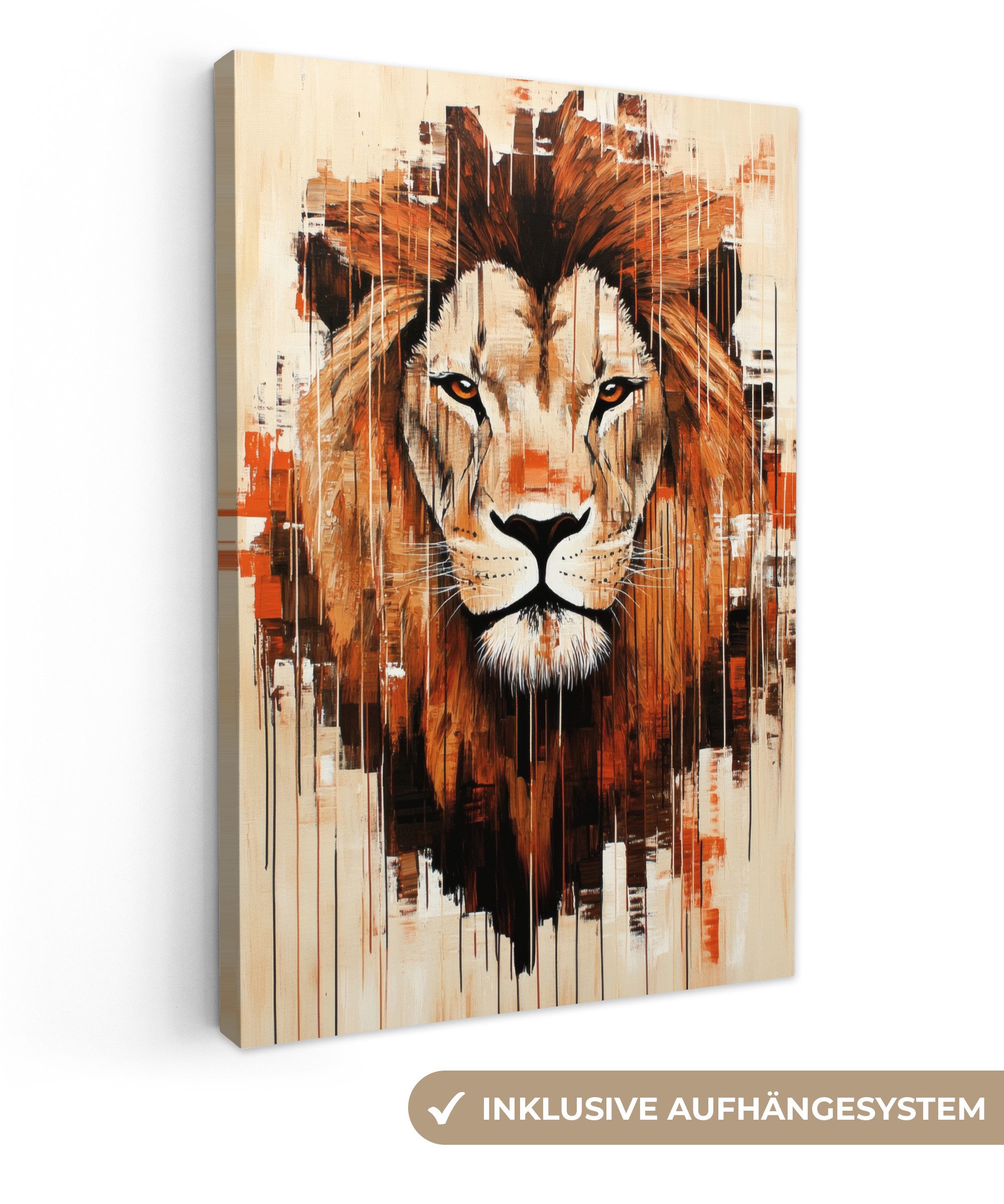 OneMillionCanvasses® Leinwandbild Löwenkopf - Leinen - günstig online kaufen