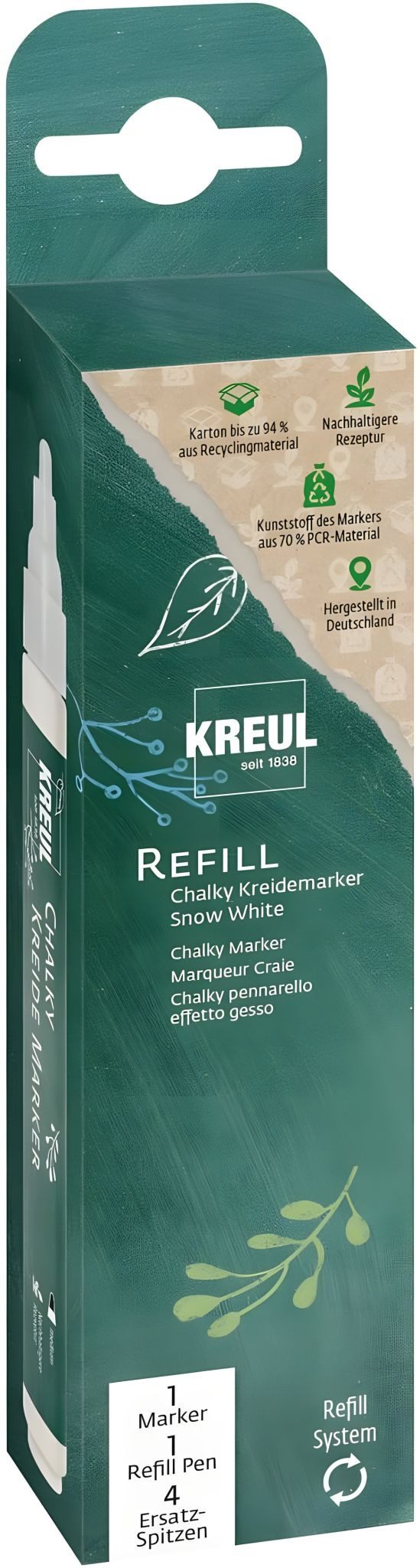 Kreul Malstift KREUL Refill Chalky Kreidemarker medium Snow White Set