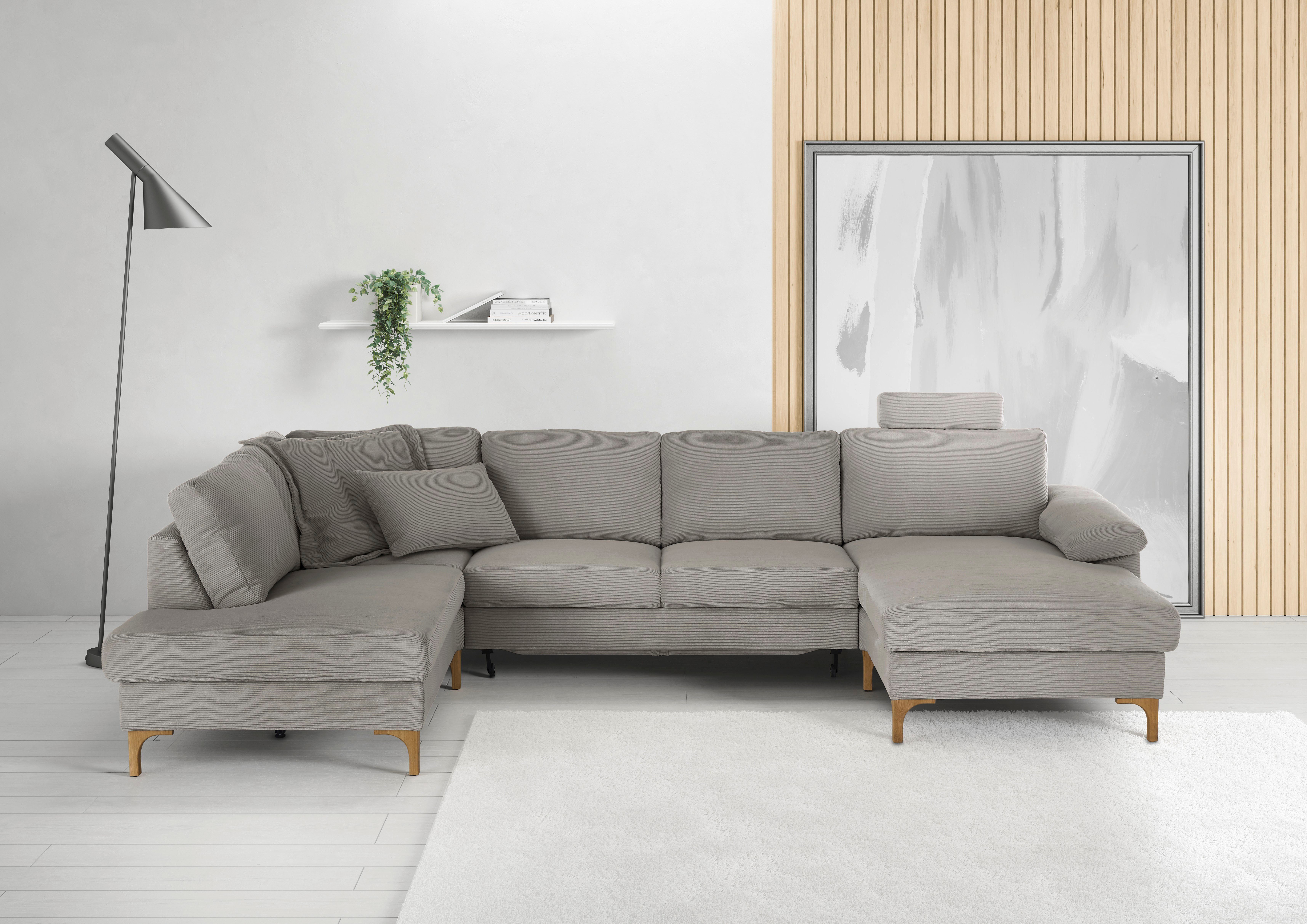 3C Candy Wohnlandschaft Lecce, wahlweise PUR-Schaumstoff oder Tonnentaschenfederkern U-Form, Bettkasten in Umbauecke und Longchair, sowie Querschläfer im 2-Sitzer