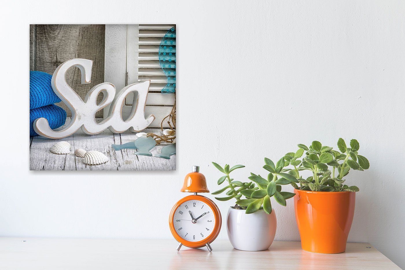 Levandeo® Glasbild, Glasbild 4er Set je 30x30cm Wandbild Glas Bad Deko Maritim Sea