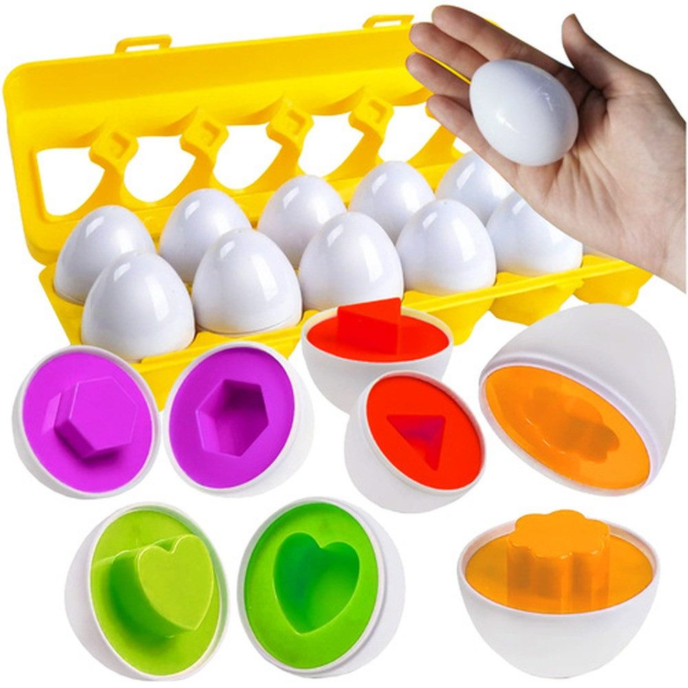 ISO TRADE Steckpuzzle Kinderpuzzle Eier Lernpuzzle, 24 Puzzleteile, Kinder lernen durch Ausprobieren, Farben und Formen