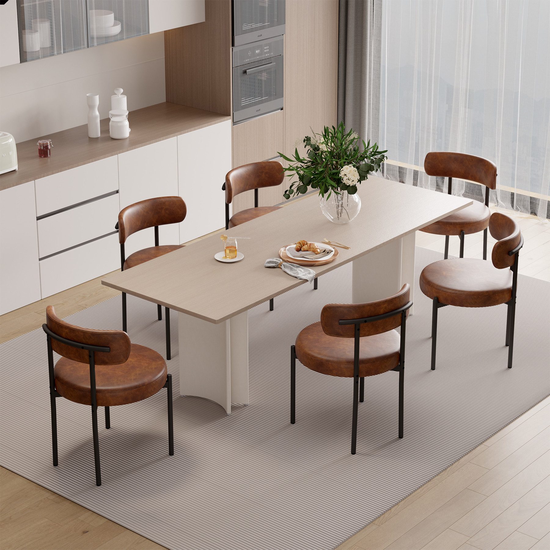 HawthyHome Esszimmerstuhl Runder Polsterstuhl mit Metallgestell, Wohnzimmerstuhl, Küchenstuhl (4 St), 4er Set – Bild 5 von 5