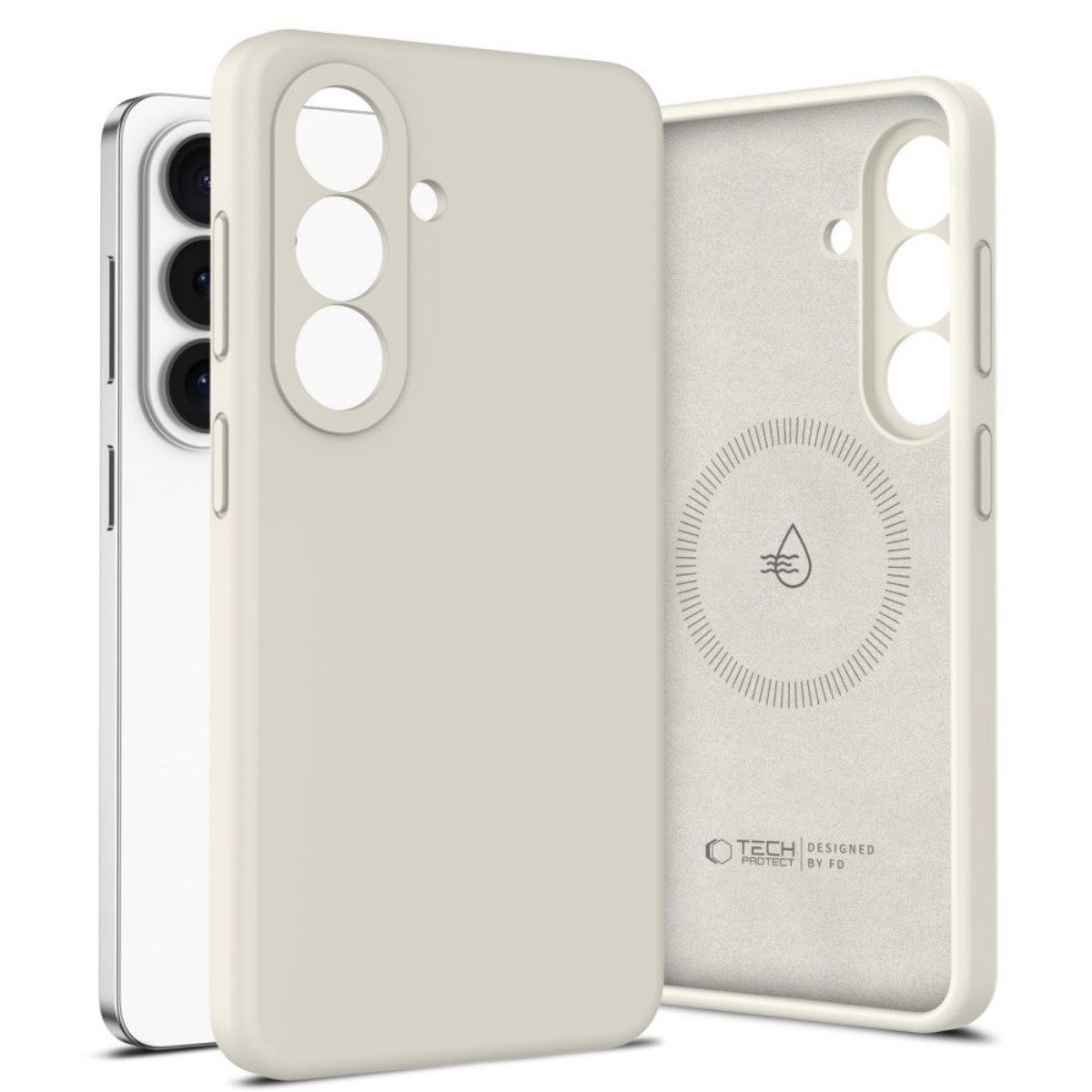 TECH PROTECT Handyhülle Silikon für Samsung Galaxy S26+ Plus Beige Magnetisch Case 6,7 Zoll, Weiche Mikrofaser-Innenseite schützt vor feinen Kratzern – Bild 2 von 5