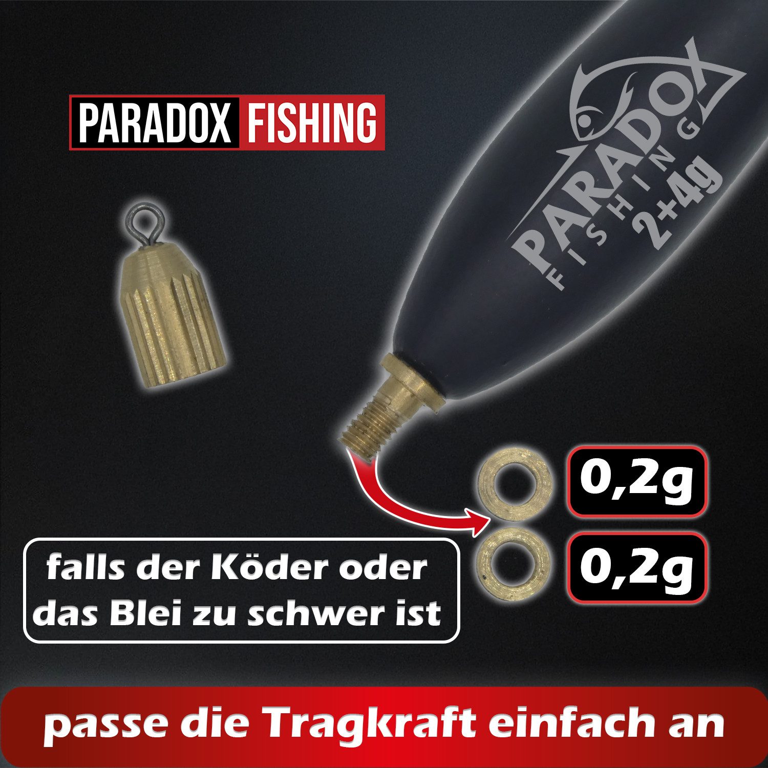 Paradox Fishing Friedfischpose Waggler Set 2g-6g, (2g vorgebleit), Posen Angeln, um 0,4g anpassbar