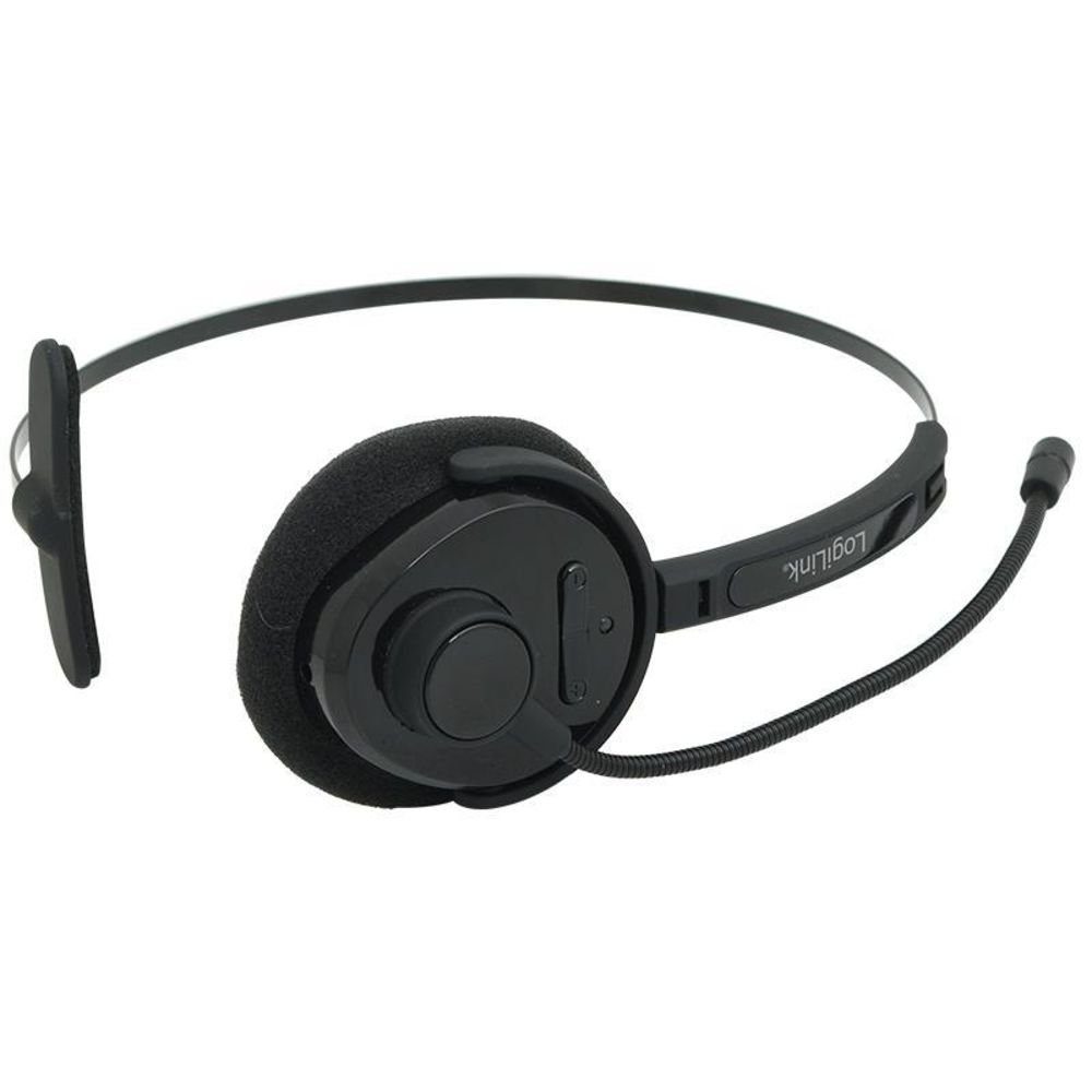 zu LogiLink BT0027 Stunden) Headset Headset, keine, bis Bluetooth, Einohr, Schwarz, (Mono, 8