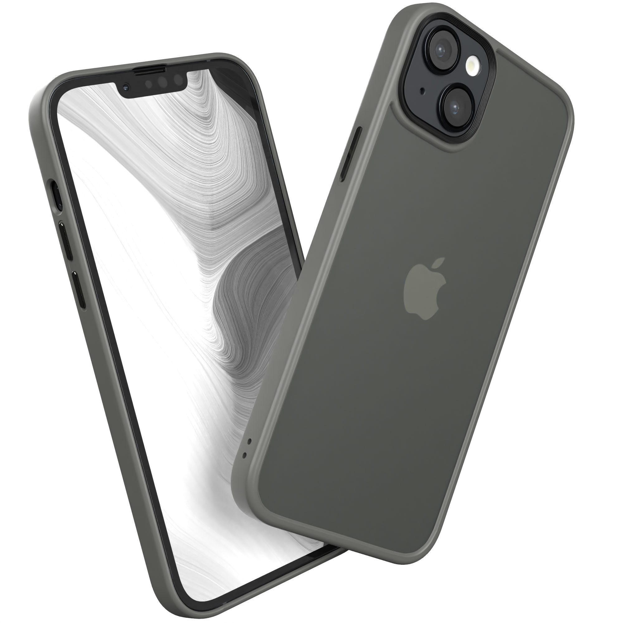 EAZY CASE Handyhülle Outdoor Case für Apple iPhone 14 Plus 6,7 Zoll, Hybrid Case mit Aufprallschutz Transparent kratzfest Back Cover Grau