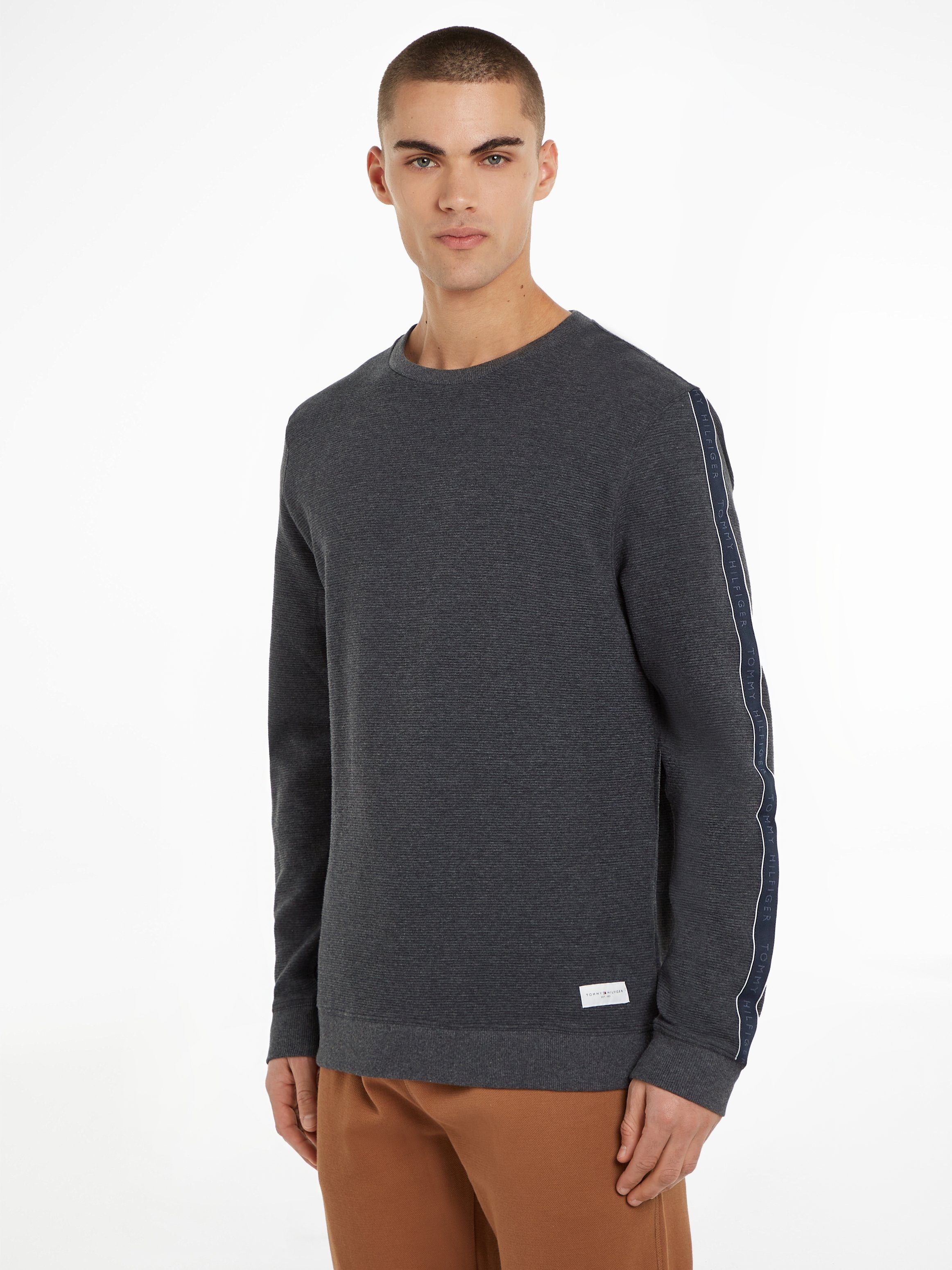 Tommy Hilfiger Underwear Sweater HWK TRACK TOP mit Markenlabel an den Ärmeln dark grey