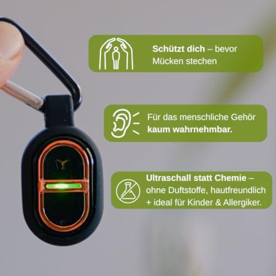 Ortho Mechanik Mückenschutz Hoch2 – Insekten fernhalten & Stiche lindern Insektenentferner (USB-C Wärmestift & Ultraschall-Mückenschutz, ohne Chemie, [2-St)