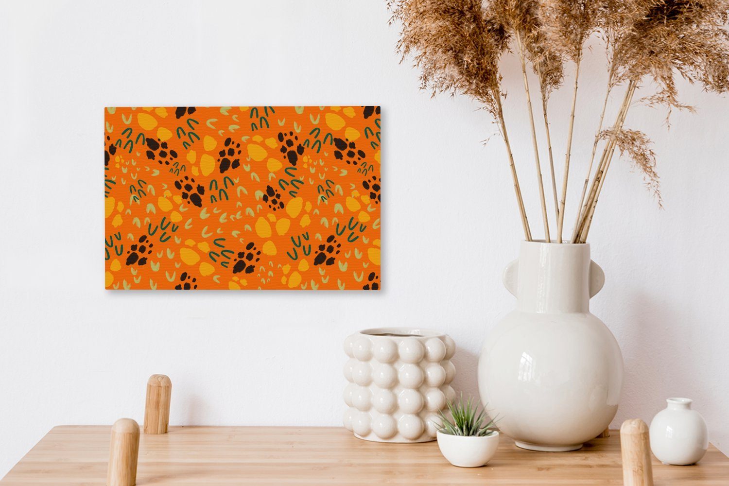 OneMillionCanvasses® Leinwandbild Muster, - Sporen Leinwandbilder, (1 Wandbild Orange - Aufhängefertig, cm Wanddeko, 30x20 St)