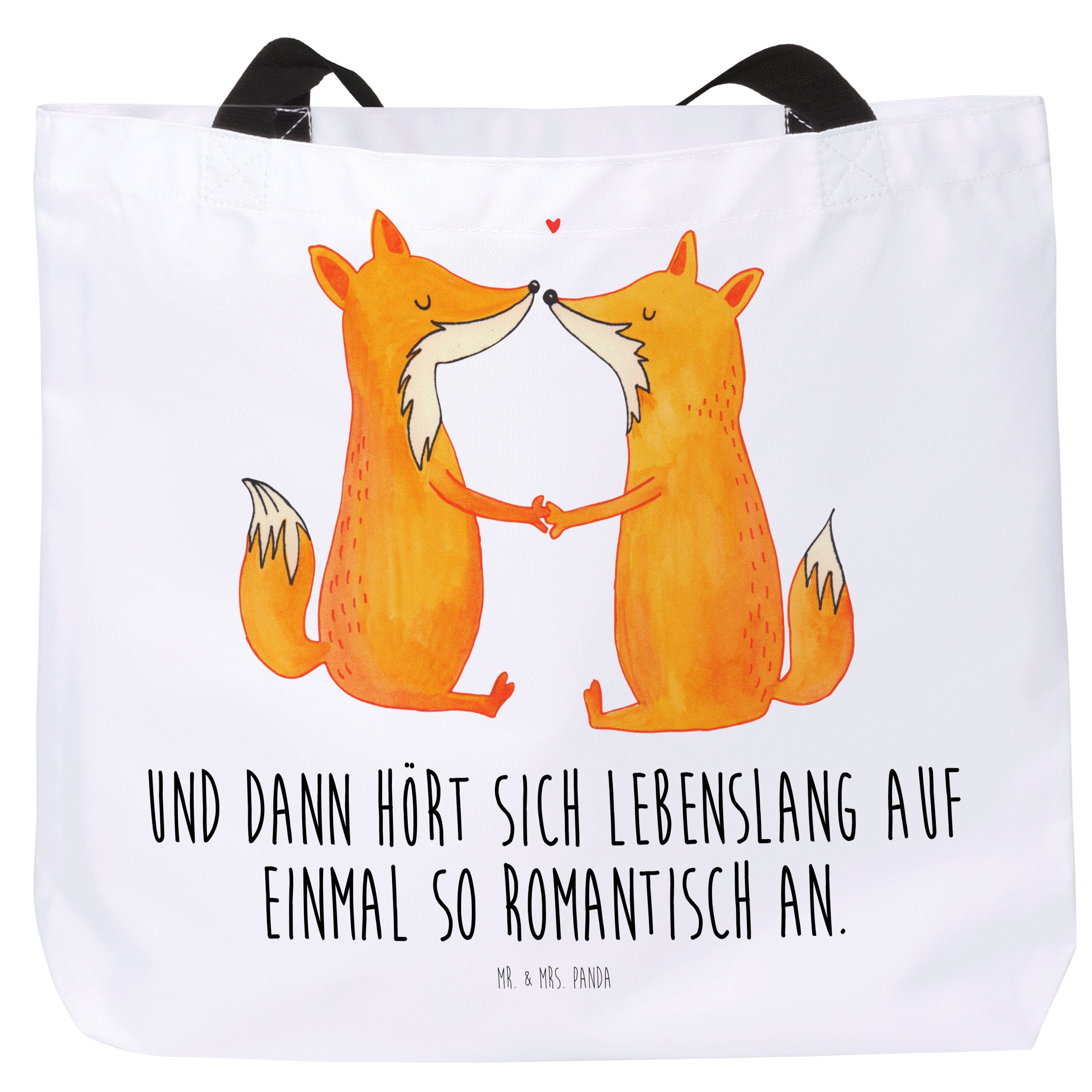 Mr. & Mrs. Par (1-tlg) Liebe Füchse Strandtasche, Geschenk, - Shopper Fuchs, Tasche, Weiß Fox, - Panda