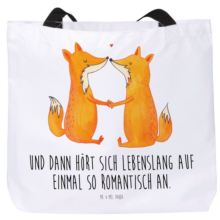 Mr. & Mrs. Panda Shopper Füchse Liebe - Weiß - Geschenk Strandtasche Fuchs Fox Tasche Par (1-tlg)