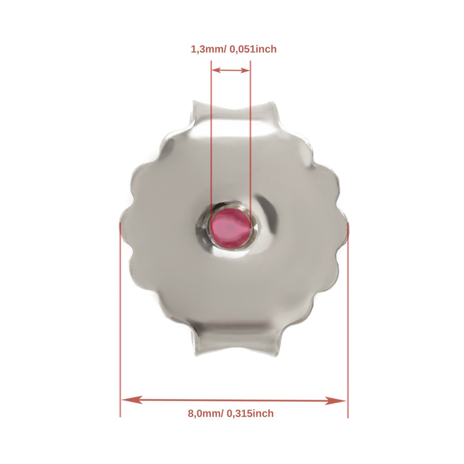 NKlaus Ohrstecker-Verschluss 1 Paar 925er Sterlingsilber rhodiniert 8mm Gegenst (1 Paar)