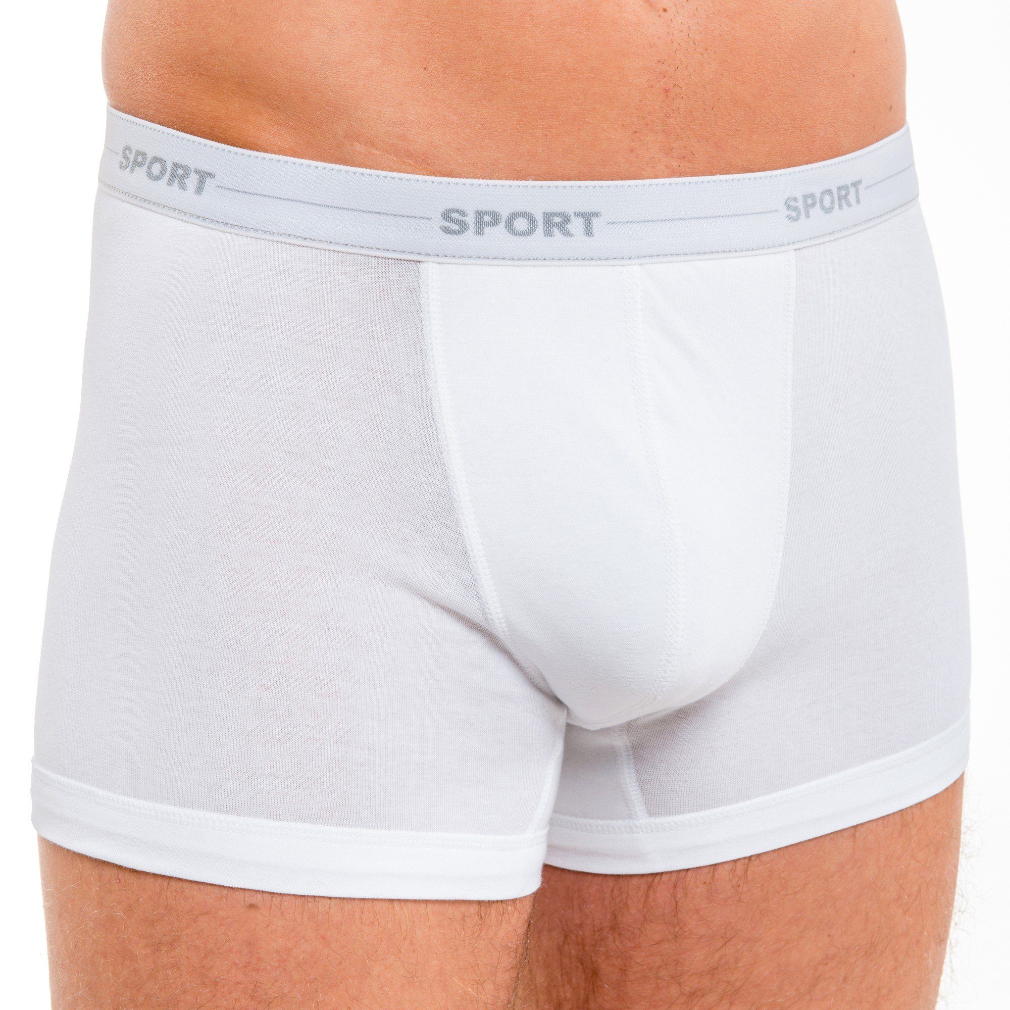 HERMKO Boxer 8950 mit Webbund, Bio-Baumwolle/Elastan, kurzem Bein, Feinripp