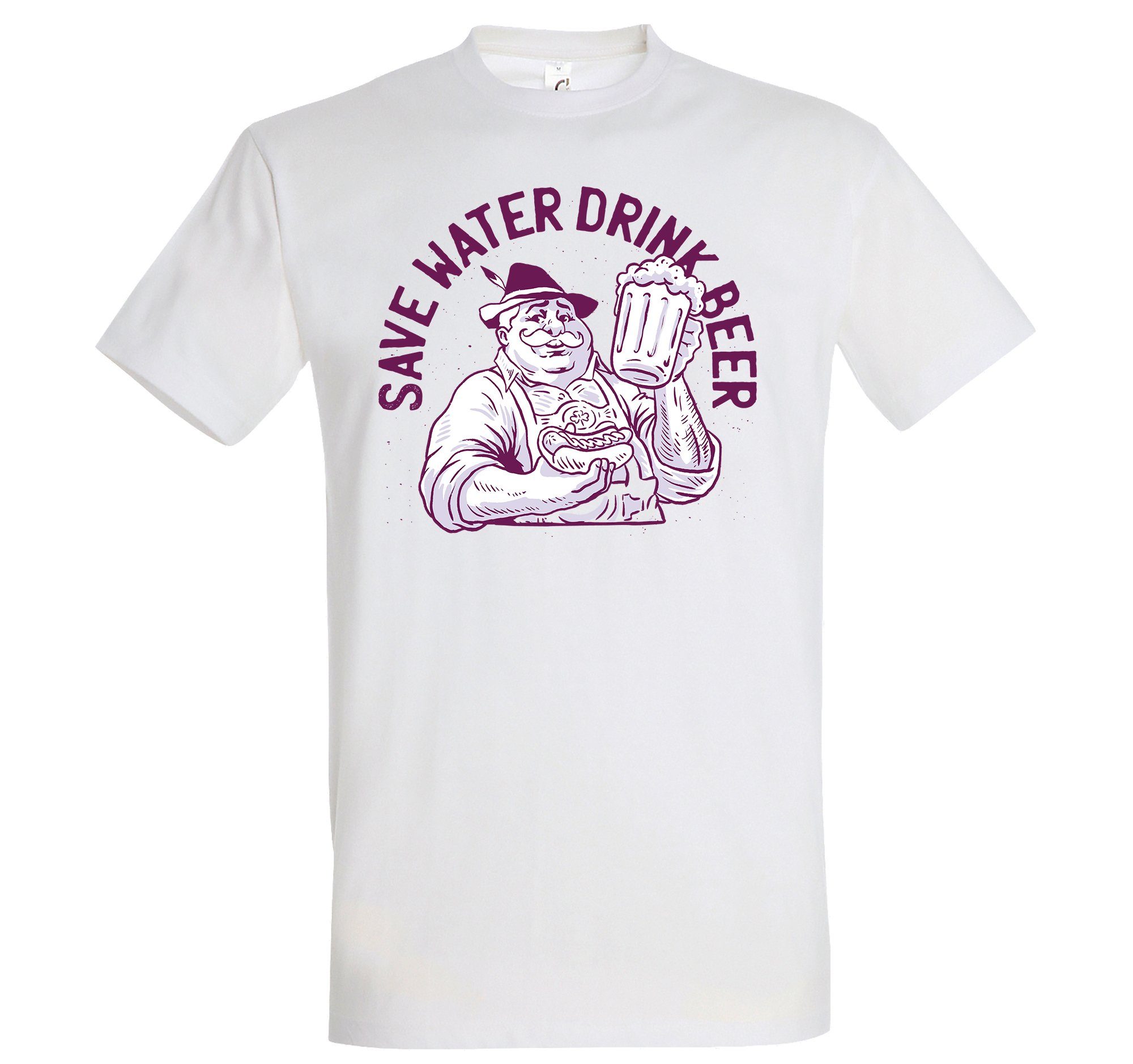 Youth Designz T-Shirt Save Water, Drink Beer Herren Shirt mit trendigem Frontprint Weiß