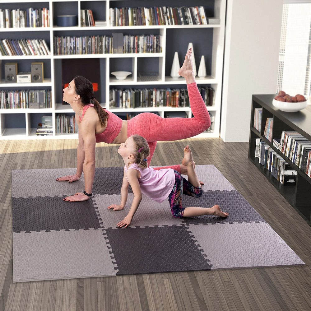 HMS Premium Fitnessmatte Puzzlematte Schutzmatte für Fitnessgerät (Spar-Set, 1-St., Unterlegmatte), 12 mm dick, rutschfest, leicht zu reinigen und langlebig