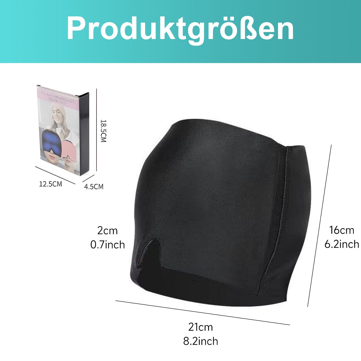 HEYHIPPO Augenbinde Gel-Kühlkappe für Kopf & Augen –doppelschichtige Gel-Füllung, Schwarz, Elastische Kühlhaube 300g– für Kalt- & Wärmeanwendung, Wiederverwendbare Gel-Kühlmaske – 360° Kühlkappe für Kopf & Augen