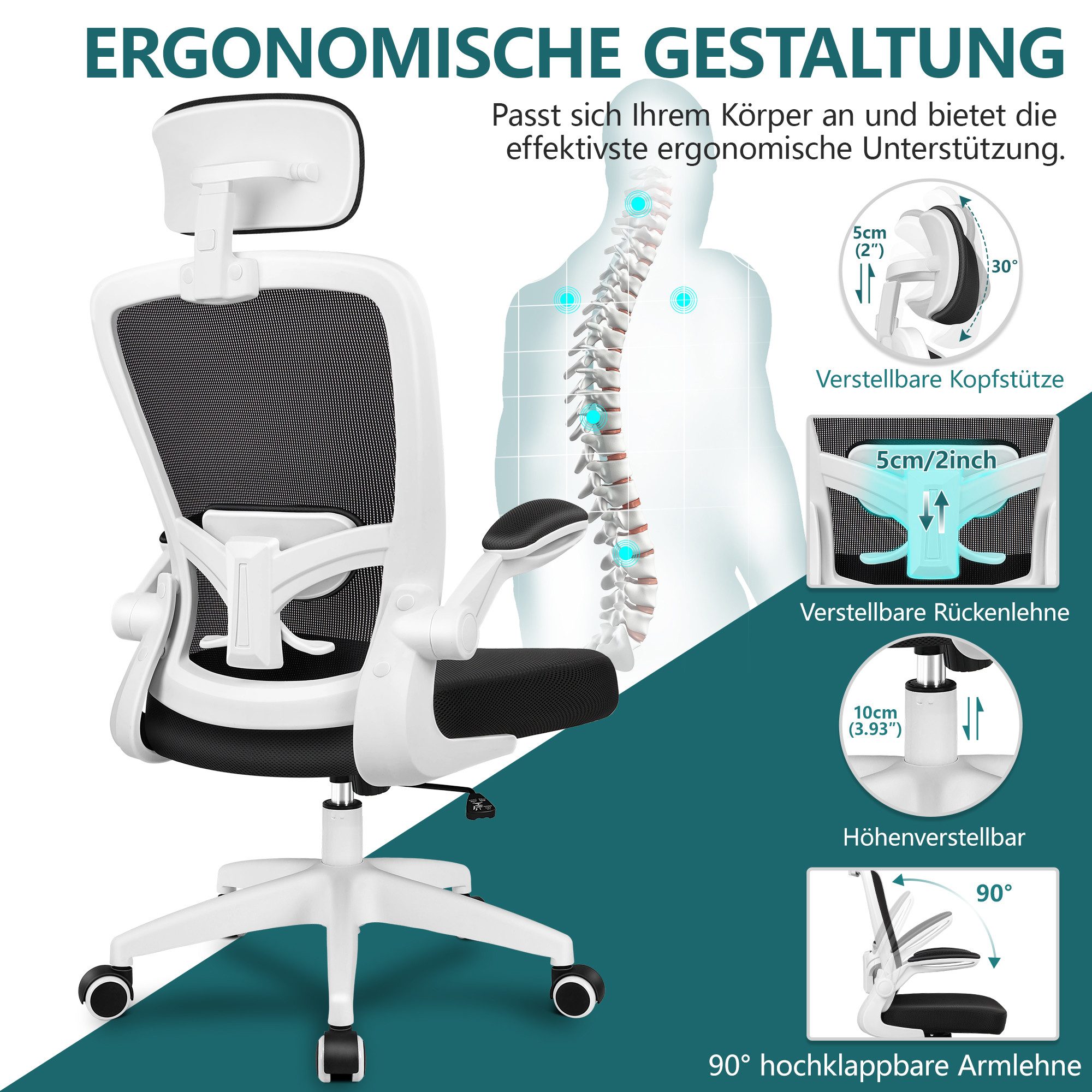ChaCool Bürostuhl Ergonomischer schreibtischstuhl mit Verstellbarer günstig online kaufen