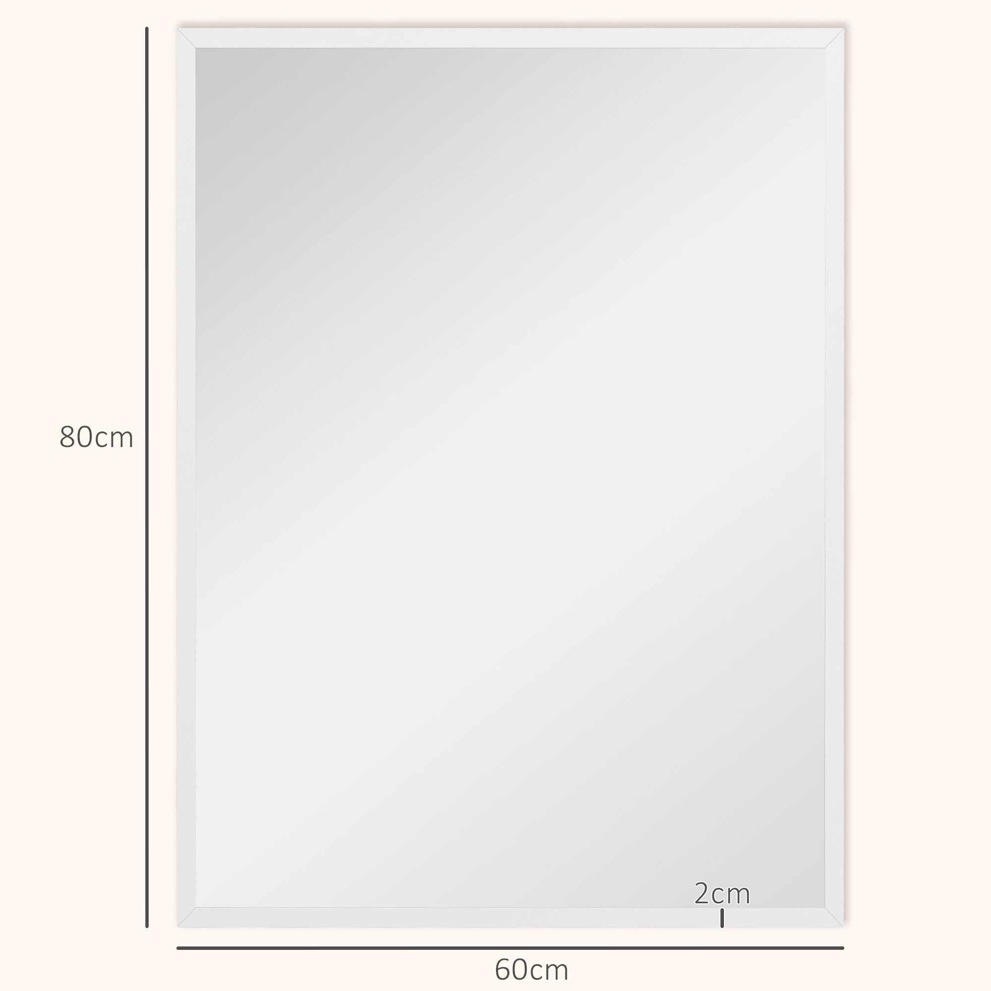 HOMCOM Wandspiegel Rechteckig Spiegel Dekorativ 60 x 80 cm (Badezimmerspiegel, 1-St., Dekorativer Hängespiegel), für Schlafzimmer Badezimmer Wohnzimmer Flur Weiß