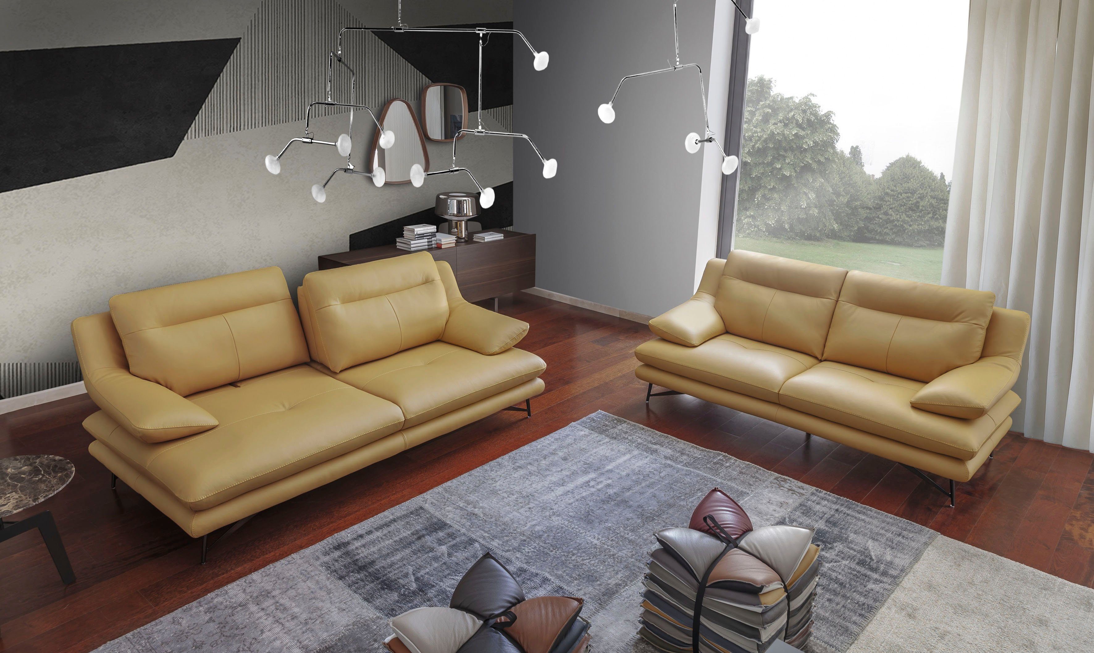 CALIA ITALIA 2,5-Sitzer Cezanne, italienisches Design trifft erstklassigen Sitzkomfort, Leder, Edles Designsofa in besonders langlebigen & pflegeleichten Lederarten