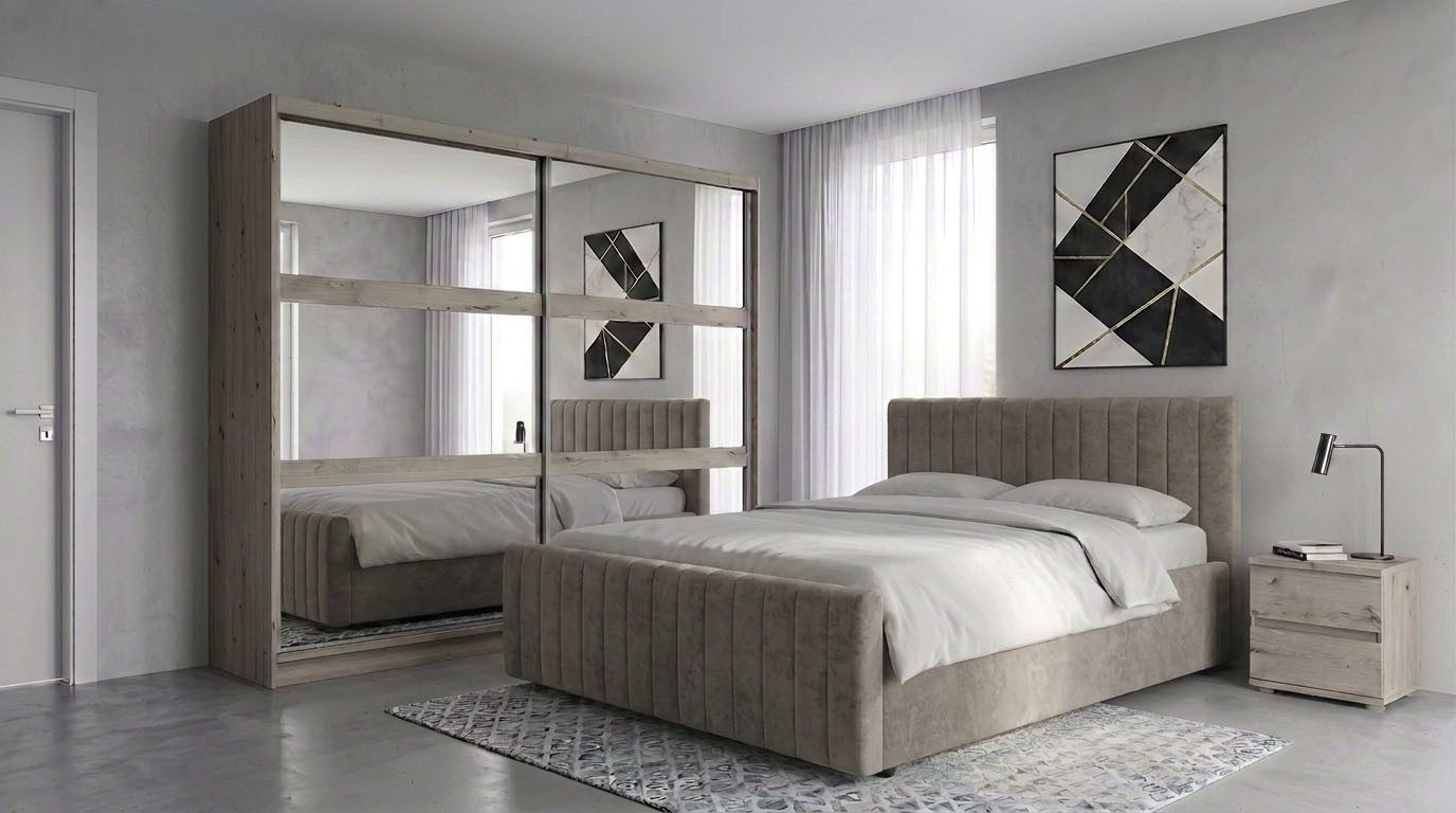 OTTO home Polsterbett MOIVRE, vertikale Steppung in Rillenoptik, wahlweise mit Bettkasten (Breite Liegefläche 120, 140, 160 oder 180cm), Stauraumbett, gepolstertes Kopfteil, ohne Matratze, modernes Design