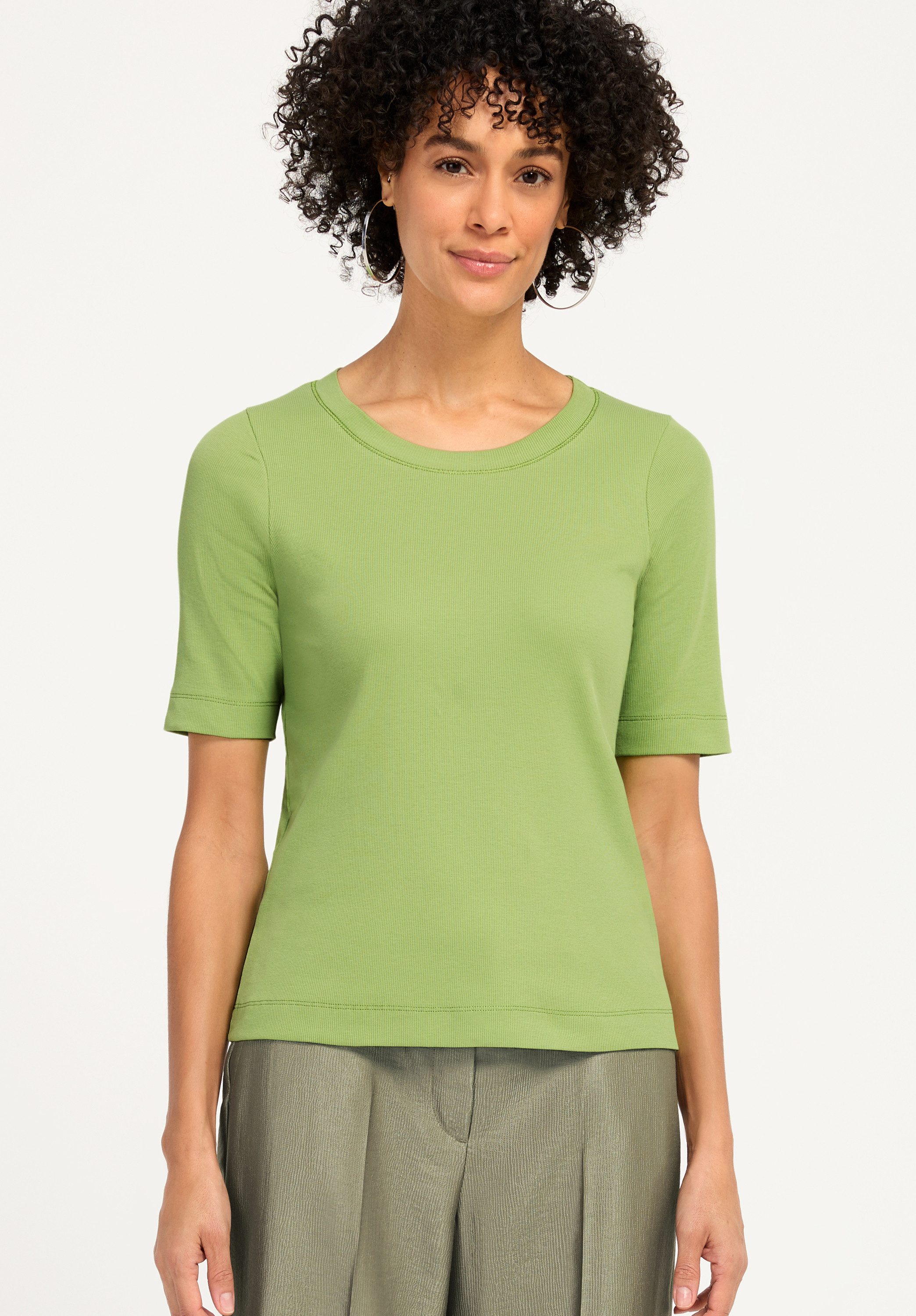 bianca Kurzarmshirt DINIA mit schicker Blende am Rundhalsausschnitt