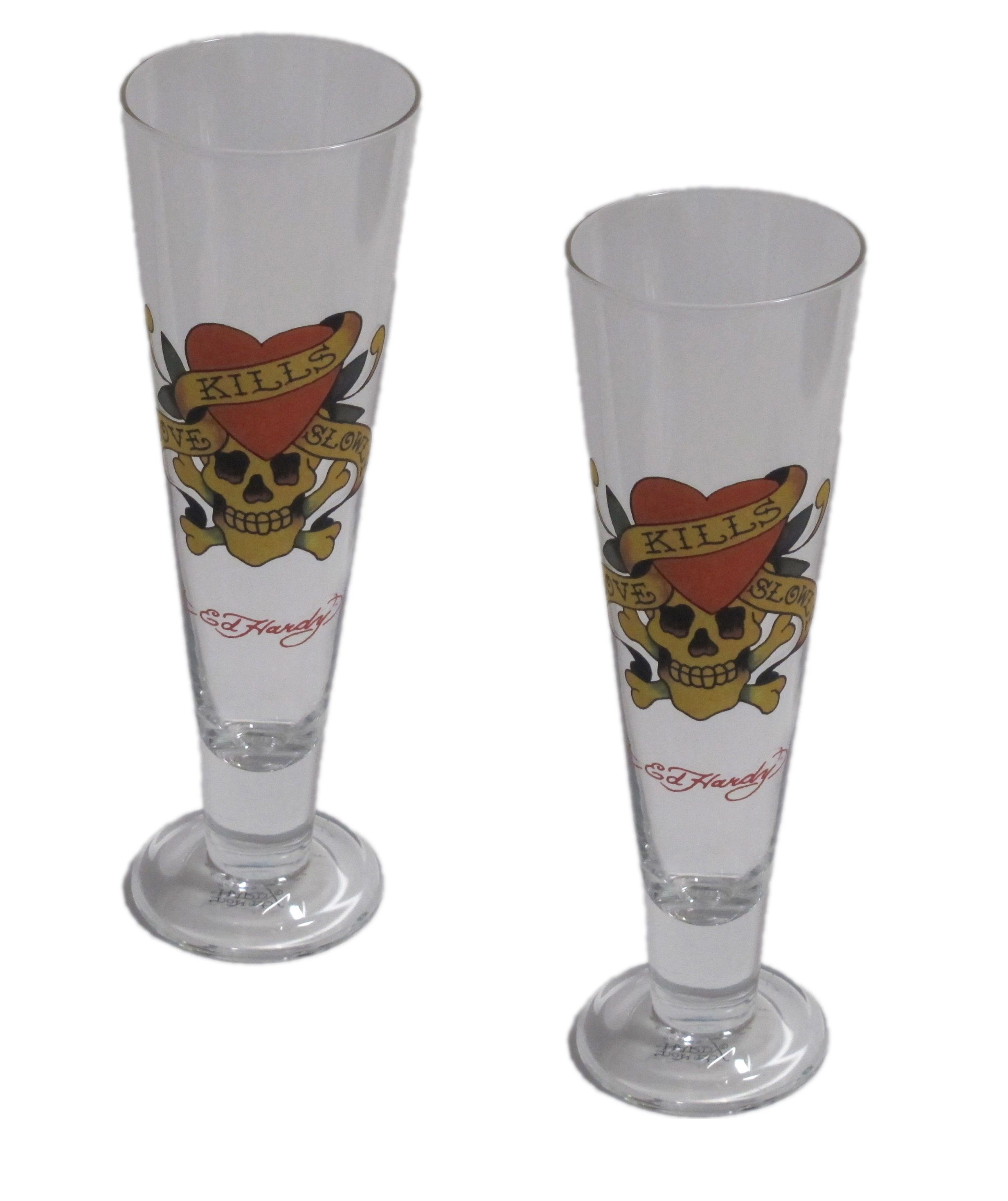 Ed Hardy Bierglas Ed Hardy - Pilsgläser 2er Set, Pilsglas Bierglas Gläser, Glas