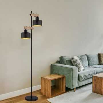 etc-shop Stehlampe, Leuchtmittel nicht inklusive, Stehlampe Stehleuchte Wohnzimmerlampe höhenverstellbar schwarz gold