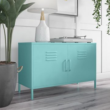 loft24 Sideboard Cache, Spint Schrank, 2 Türen, Metall, Retro Design, Breite 100 cm