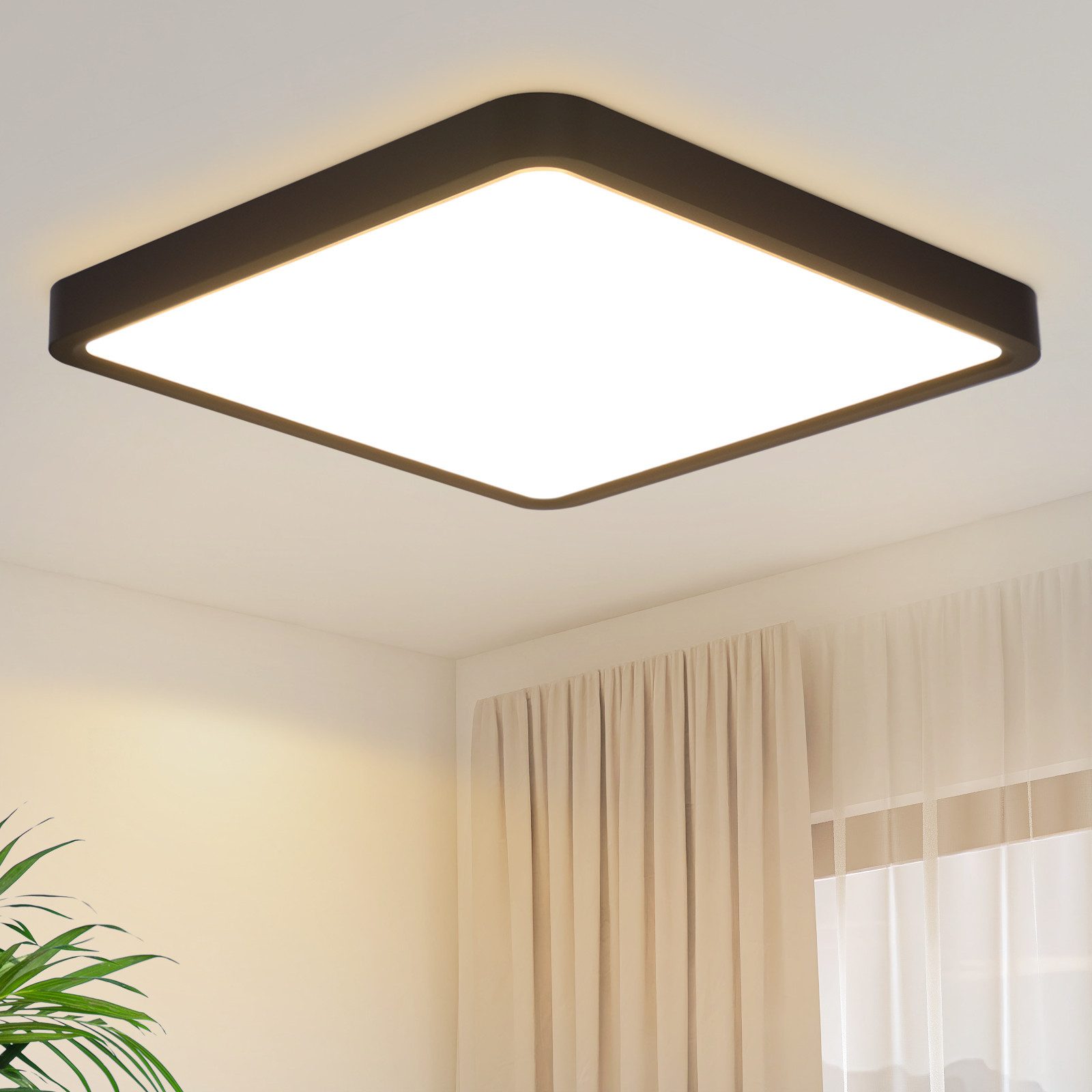 ZMH LED Deckenleuchte Wohnzimmer 23CM Weiß Deckenlampe 3000K 18W Schlafzimmer Flur, Einfache Installation, LED fest integriert, Warmweiß, Küchenlampe Augenschutz Eckig Schlafzimmer