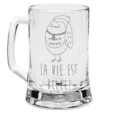 Mr. & Mrs. Panda Bierkrug Eule Frankreich - Transparent - Geschenk, französisch, stolz, Eule De, Premium Glas