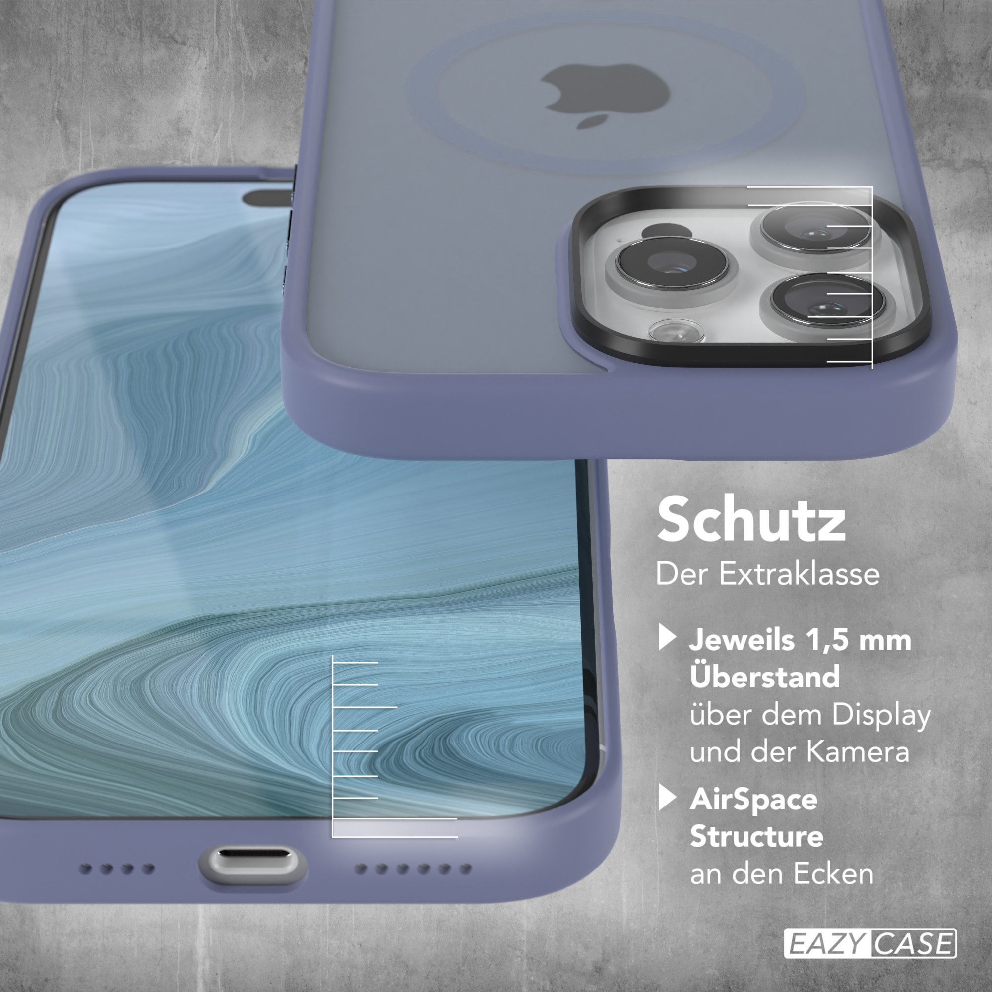 EAZY CASE Handyhülle Outdoor Case MagSafe für Apple iPhone 16 Pro Max 6,9 Zoll, Slim Cover Hülle MagSafe Bumper Case Outdoor Schutz Etui Hellblau – Bild 4 von 5