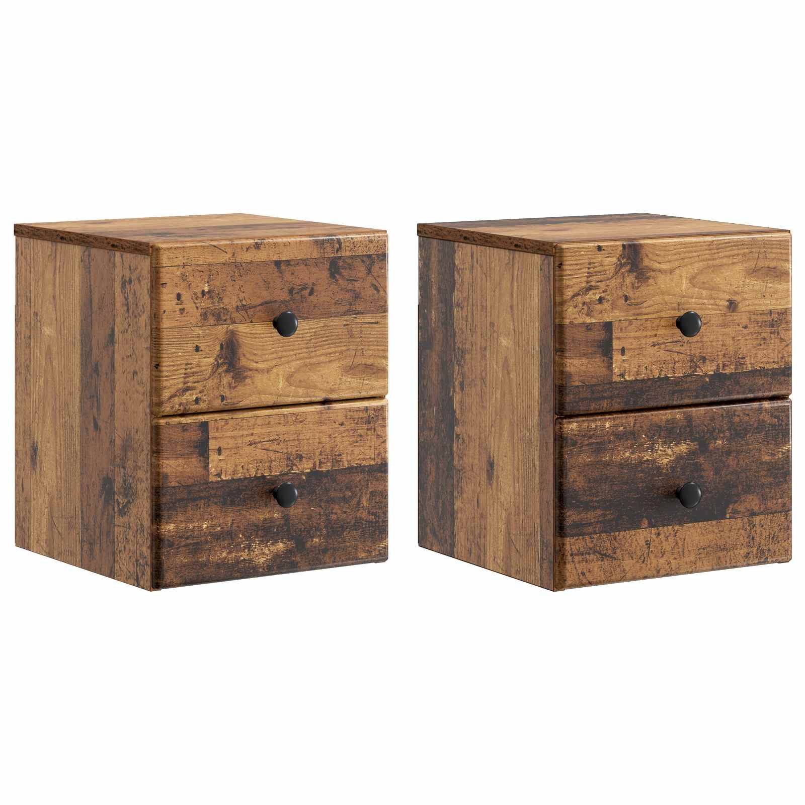 vidaXL Nachttisch Wandmontierter Nachttisch 2 pcs Altholz 34,5 x 33 x 40 cm (2-St)